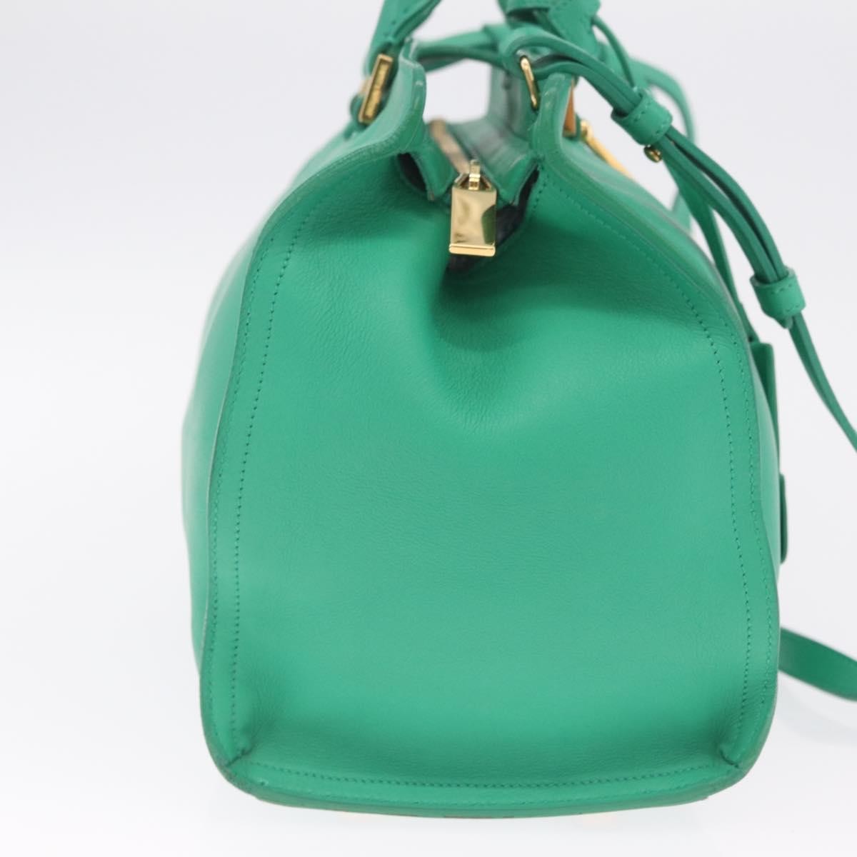 Saint Laurent Classic Y Cabas Leather Green Leather Tote Bag Bag (Pre-Owned)