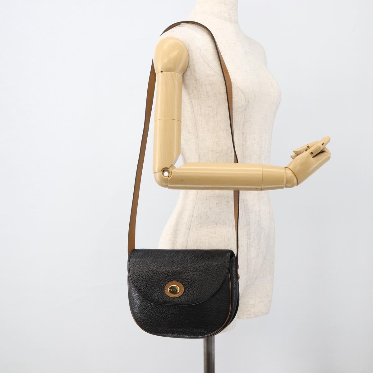 Christian Dior Cd Shoulder Bag Leather Black Leather Shoulder Bag Bag (Pre-Owned)