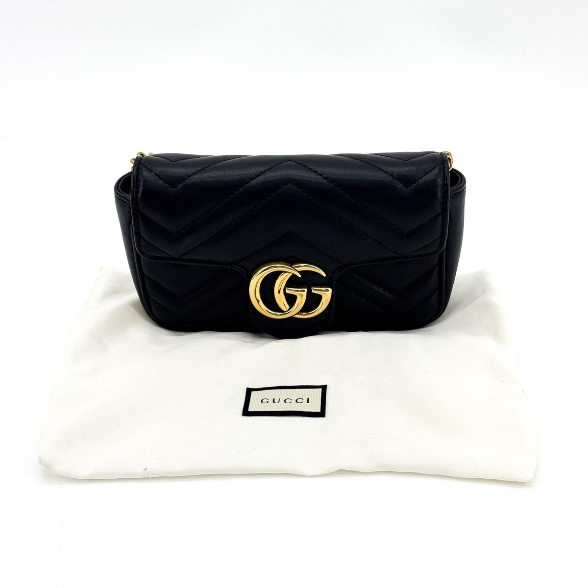Gucci Gg Marmont Leather Black Leather Crossbody Bag Bag (Pre-Owned)