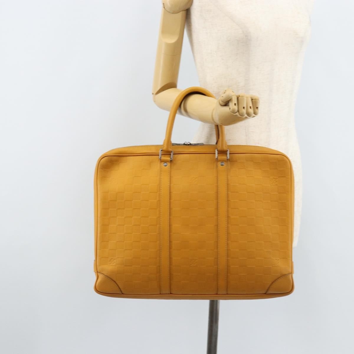 Louis Vuitton Porte-Documents Voyage Damier Infini Leather Yellow Leather Briefcase Bag (Pre-Owned)