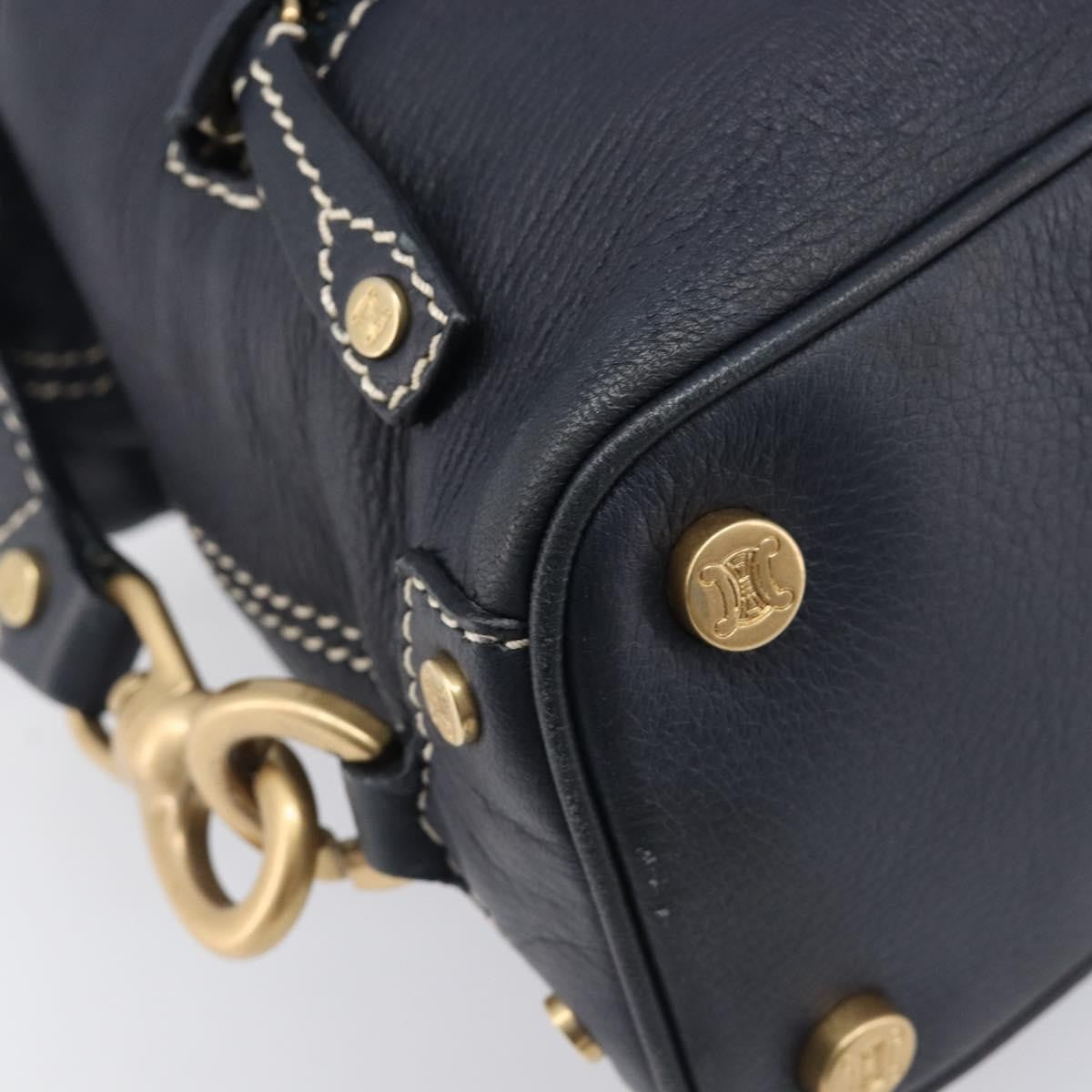 Celine Top Handle Leather Black Leather Handbag (Pre-Owned)