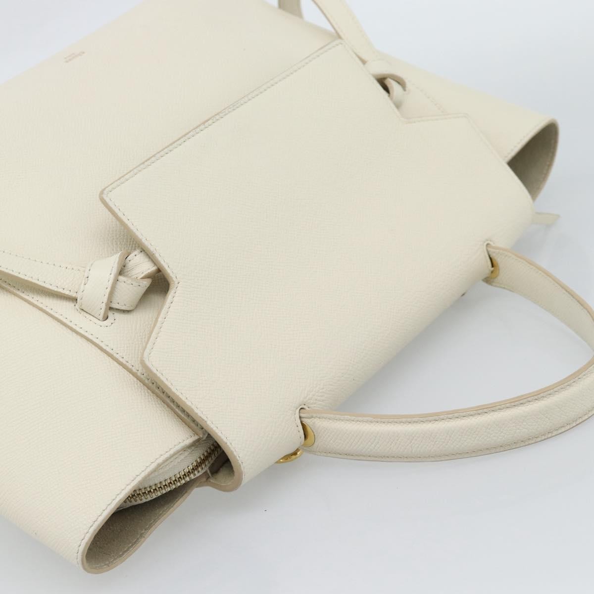 Celine Belt Textured Leather White Leather Handbag (Pre-Owned)