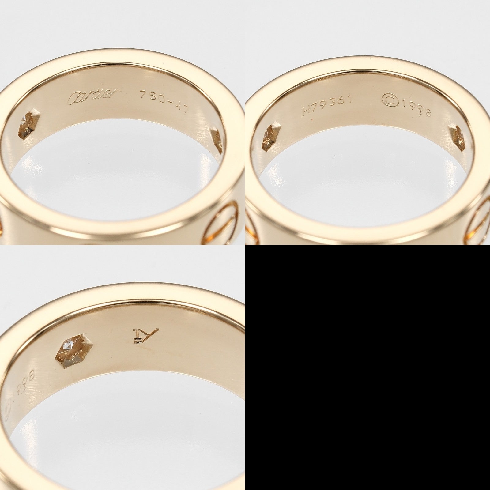 Cartier Love 3 Diamonds Band 18K Yellow Gold With Diamonds Gold Yellow_Gold Ring Jewelry (Pre-Owned)