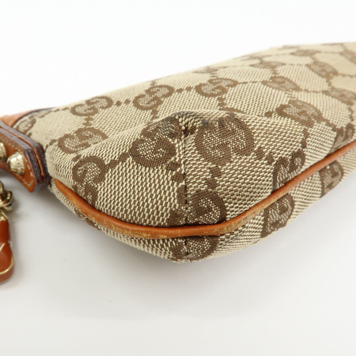 Gucci Zip Wristlet Gg Canvas Beige Canvas Clutche & Pouche Bag (Pre-Owned)