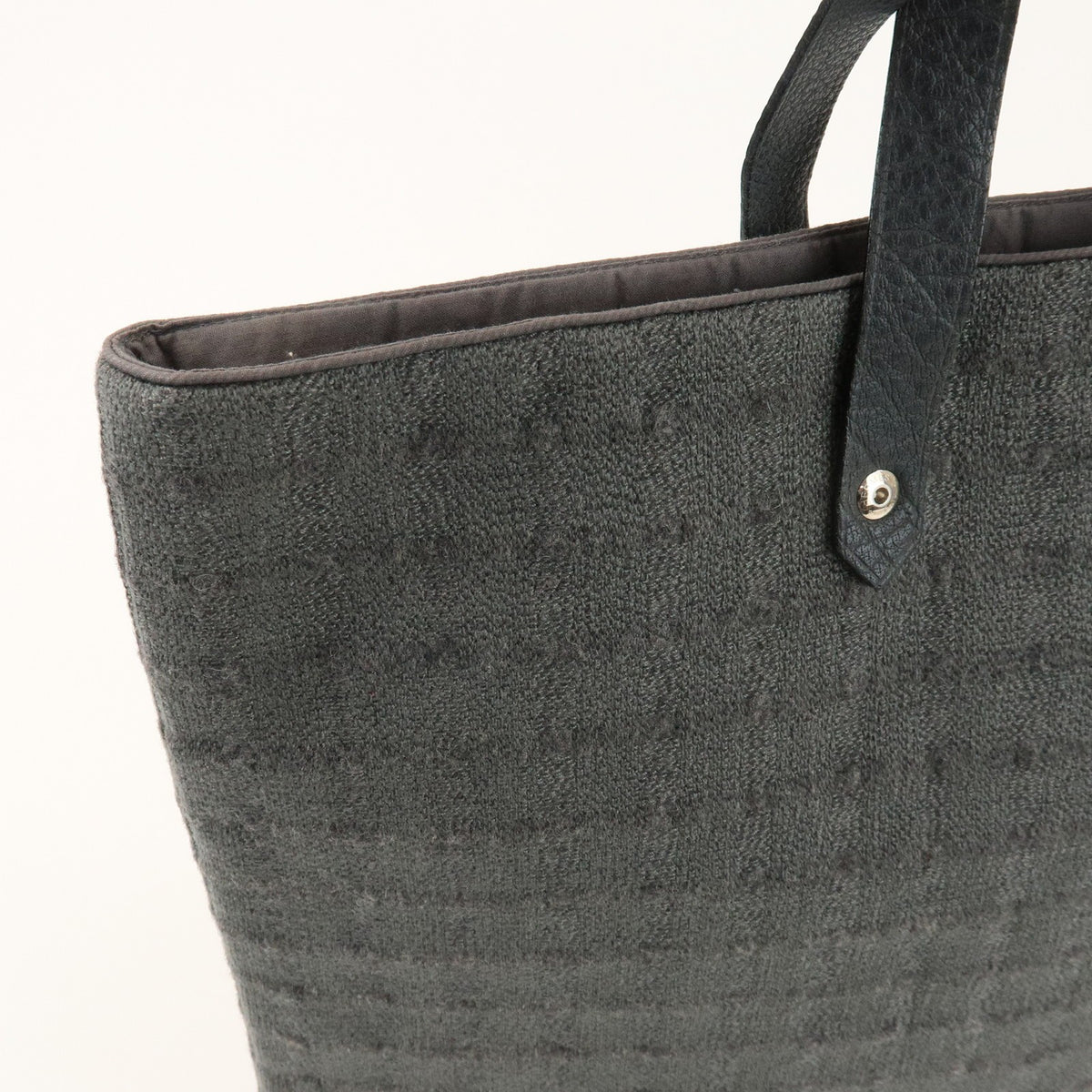 Hermes Ahmedabad Woven Leather And Canvas Gray Canvas Tote Bag Bag (Pre-Owned)