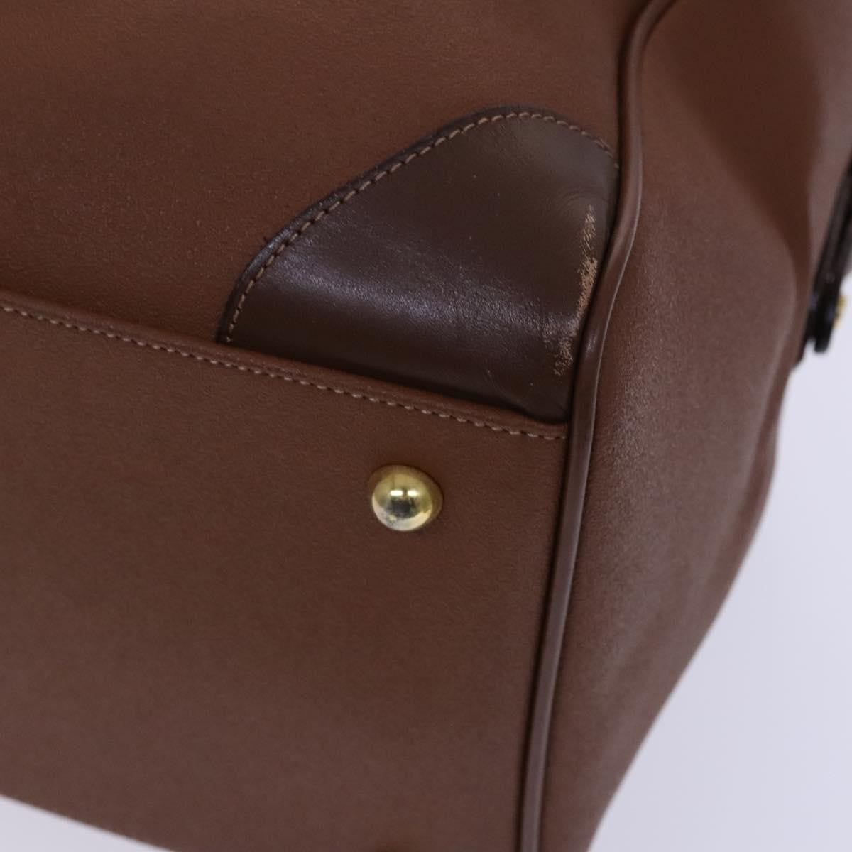 Burberry Nova Check Boston Canvas Brown Leather Handbag (Pre-Owned)
