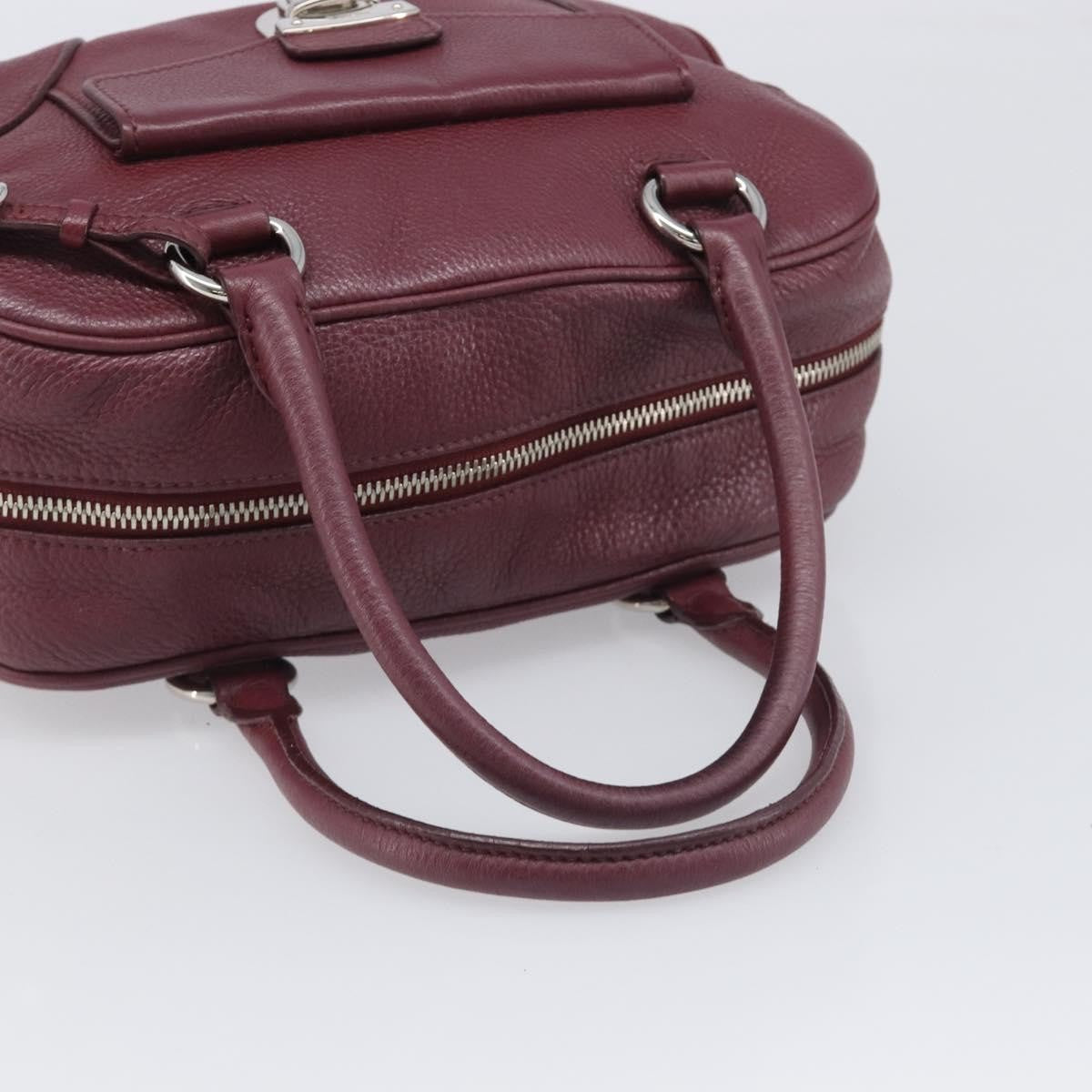 Prada Front Pocket Pushlock Convertible Boston Vitello Daino Burgundy Leather Handbag (Pre-Owned)