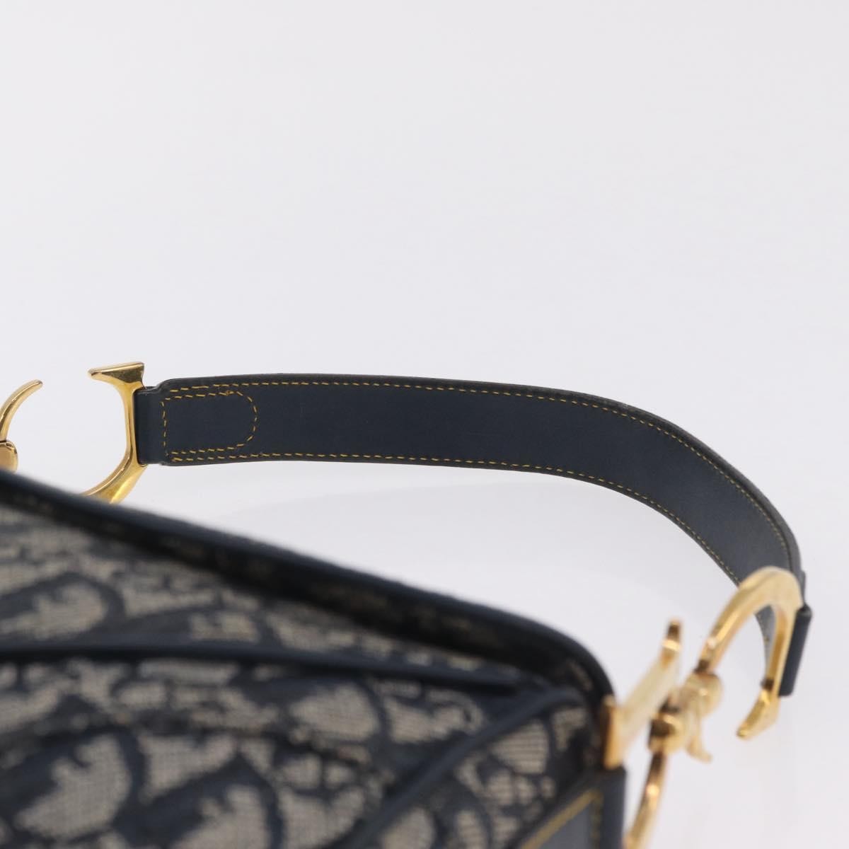 Christian Dior Vintage Double Saddle Diorissimo Canvas Navy Canvas Handbag (Pre-Owned)