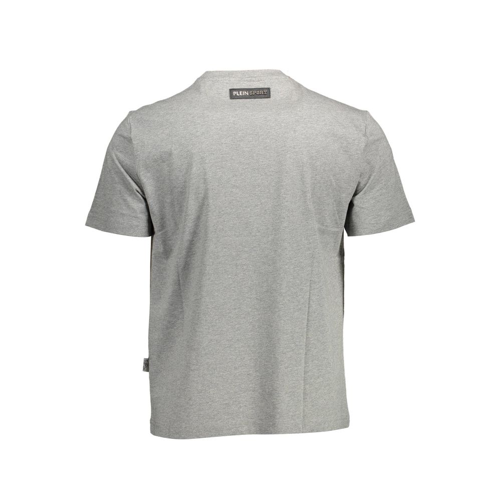 Plein Sport \"Gray Cotton Men's T-Shirt with Contrasting Men's Details\"