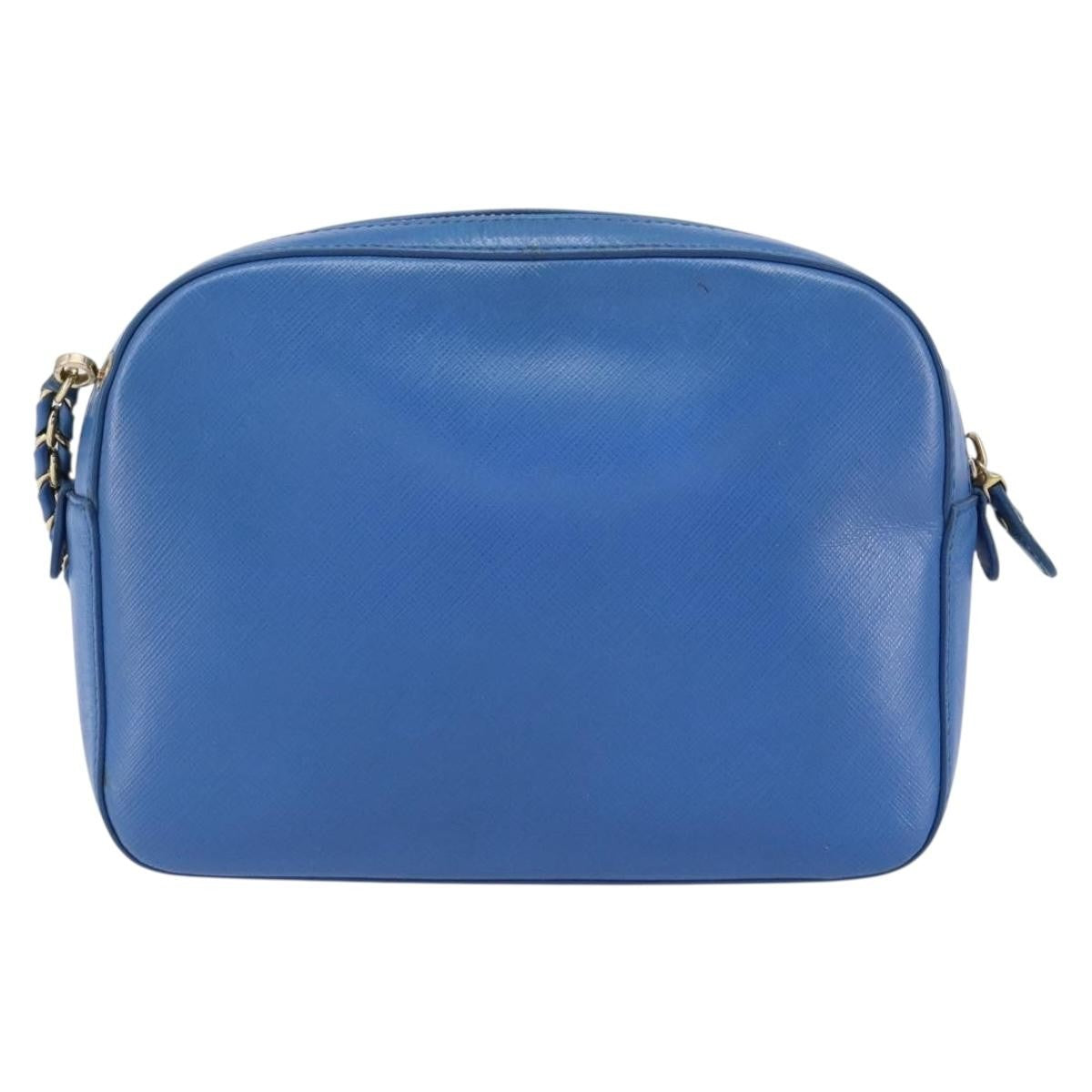Salvatore Ferragamo Vala Chain Leather Blue Leather Shoulder Bag Bag (Pre-Owned)