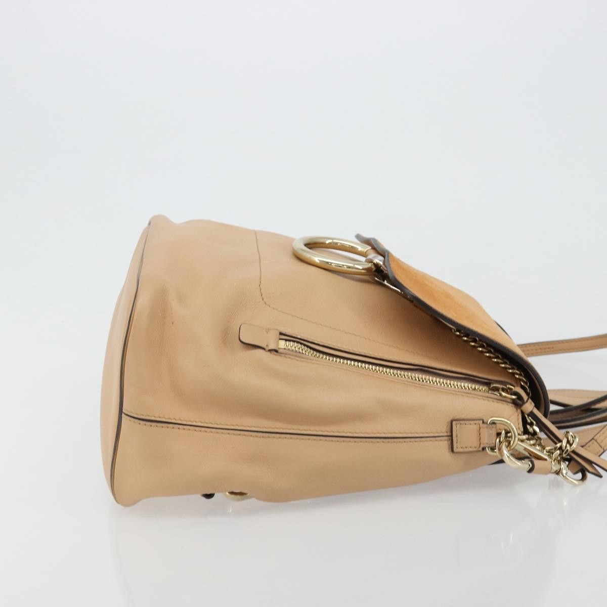 Chloe Faye Suede With Applique Beige Leather Backpack Bag (Pre-Owned)