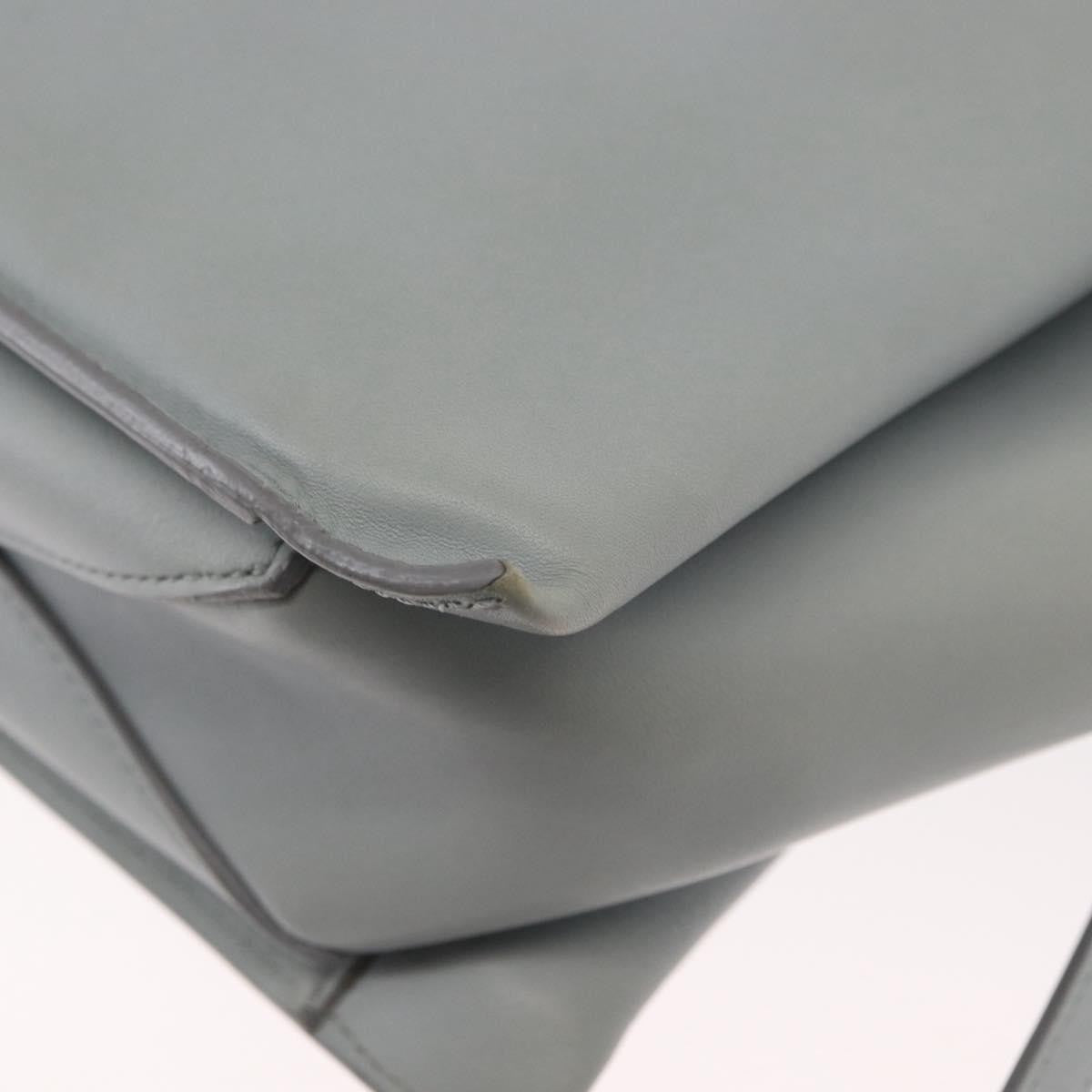 Celine Tri-Fold Clutch On Chain Smooth Leather Gray Leather Clutche & Pouche Bag (Pre-Owned)