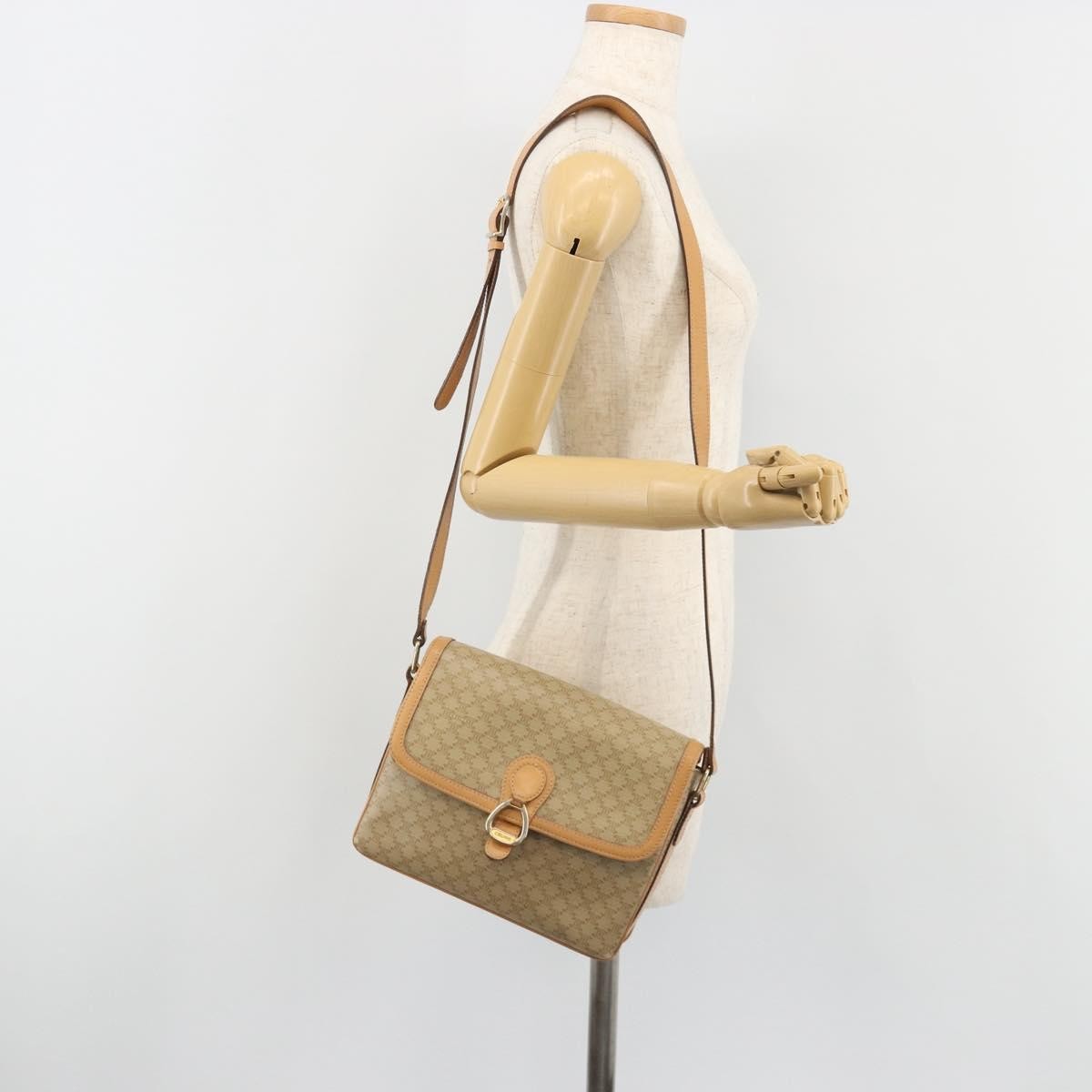 Celine Vintage Macadam Canvas And Leather Beige Canvas Shoulder Bag Bag (Pre-Owned)