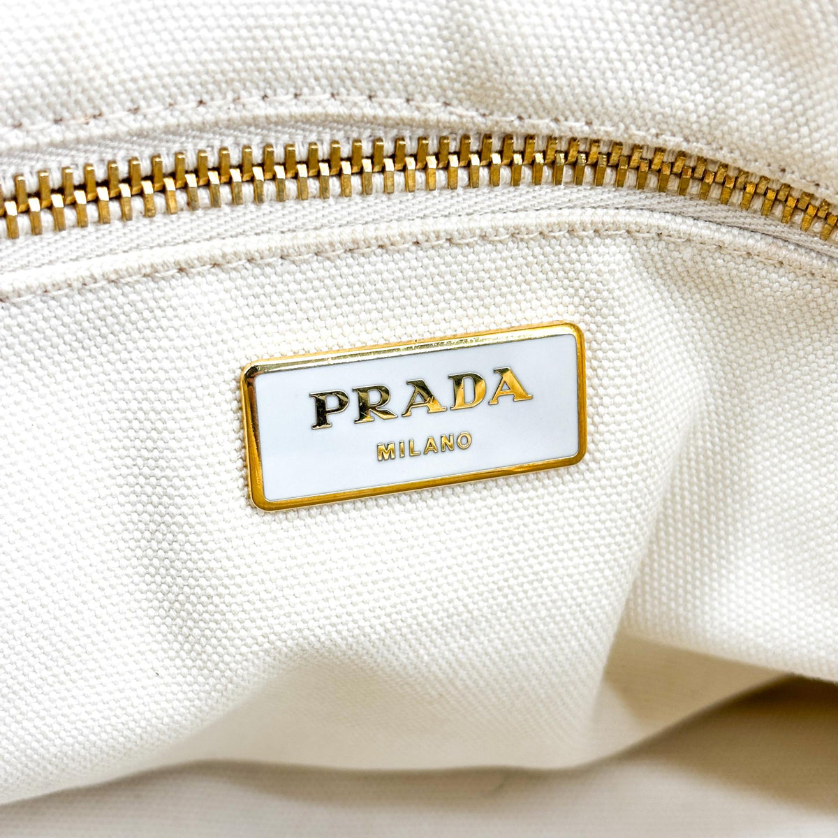 Prada Canapa Canvas Beige Canvas Tote Bag Bag (Pre-Owned)