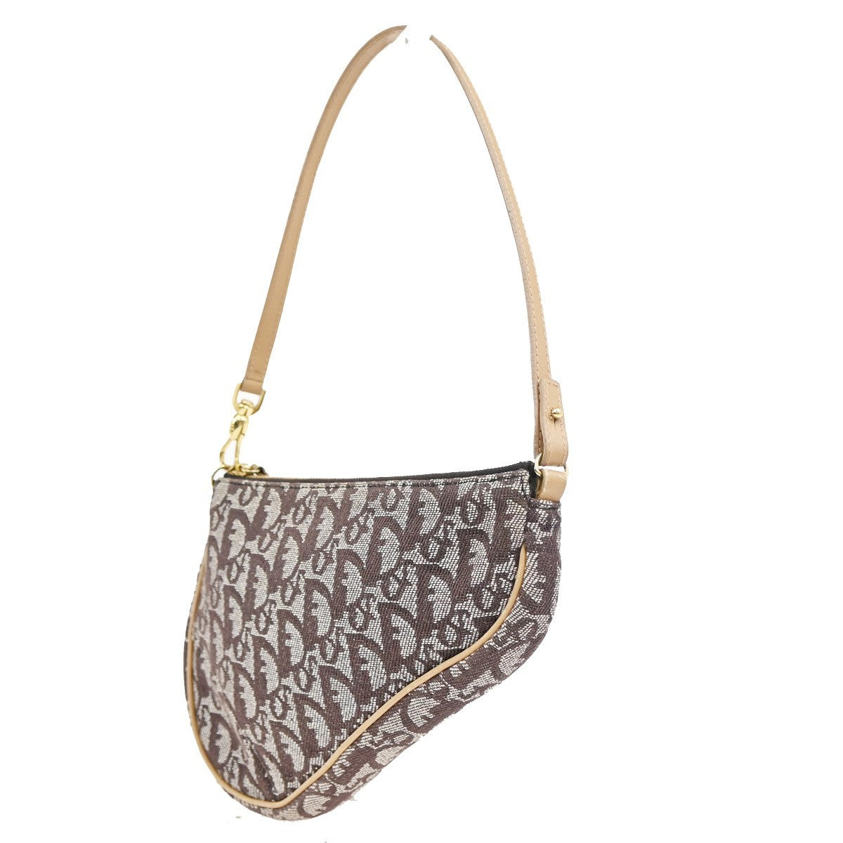 Christian Dior Vintage Saddle Diorissimo Canvas Brown Canvas Handbag (Pre-Owned)
