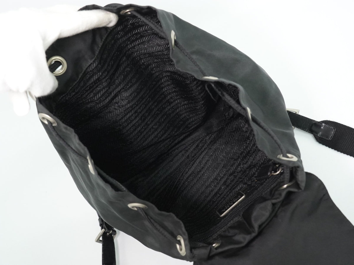 Prada Front Pocket Buckle Nylon Black Nylon Backpack Bag (Pre-Owned)