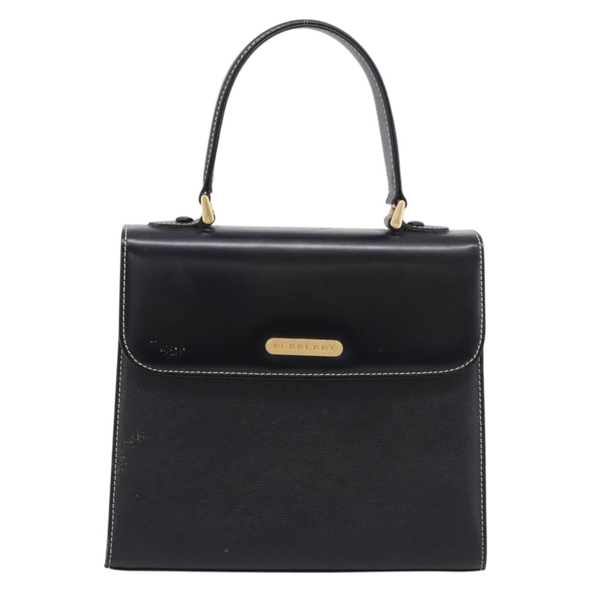 Burberry Handbag Leather Black Leather Handbag (Pre-Owned)