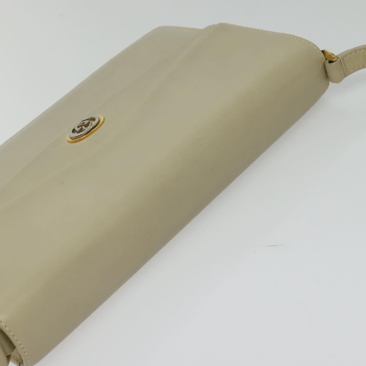 Gucci Vintage Interlocking G Flap Leather Beige Leather Shoulder Bag Bag (Pre-Owned)