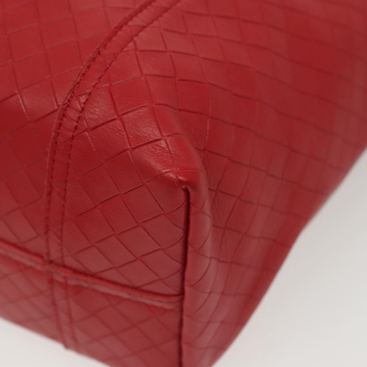 Bottega Veneta Intrecciomirage Tote Leather Red Leather Tote Bag Bag (Pre-Owned)