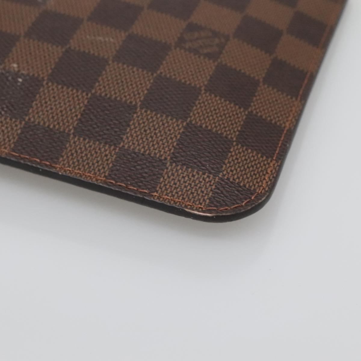 Louis Vuitton Neverfull Pochette Damier Ebene Brown Canvas Bag (Pre-Owned)