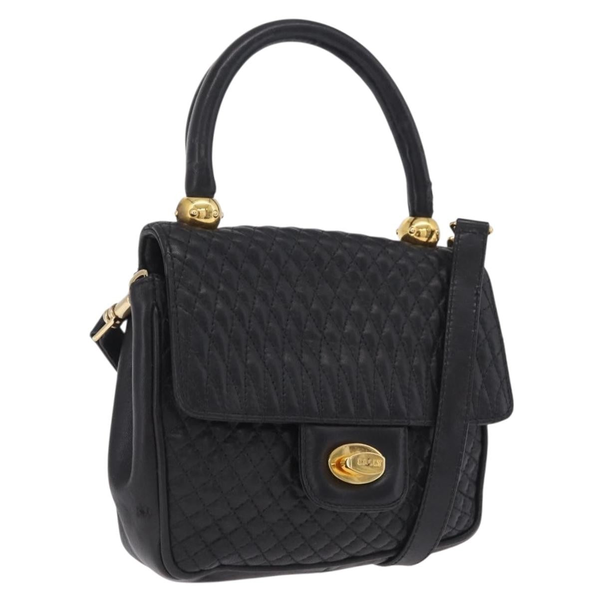 Bally Handbag Leather Black Leather Handbag (Pre-Owned)