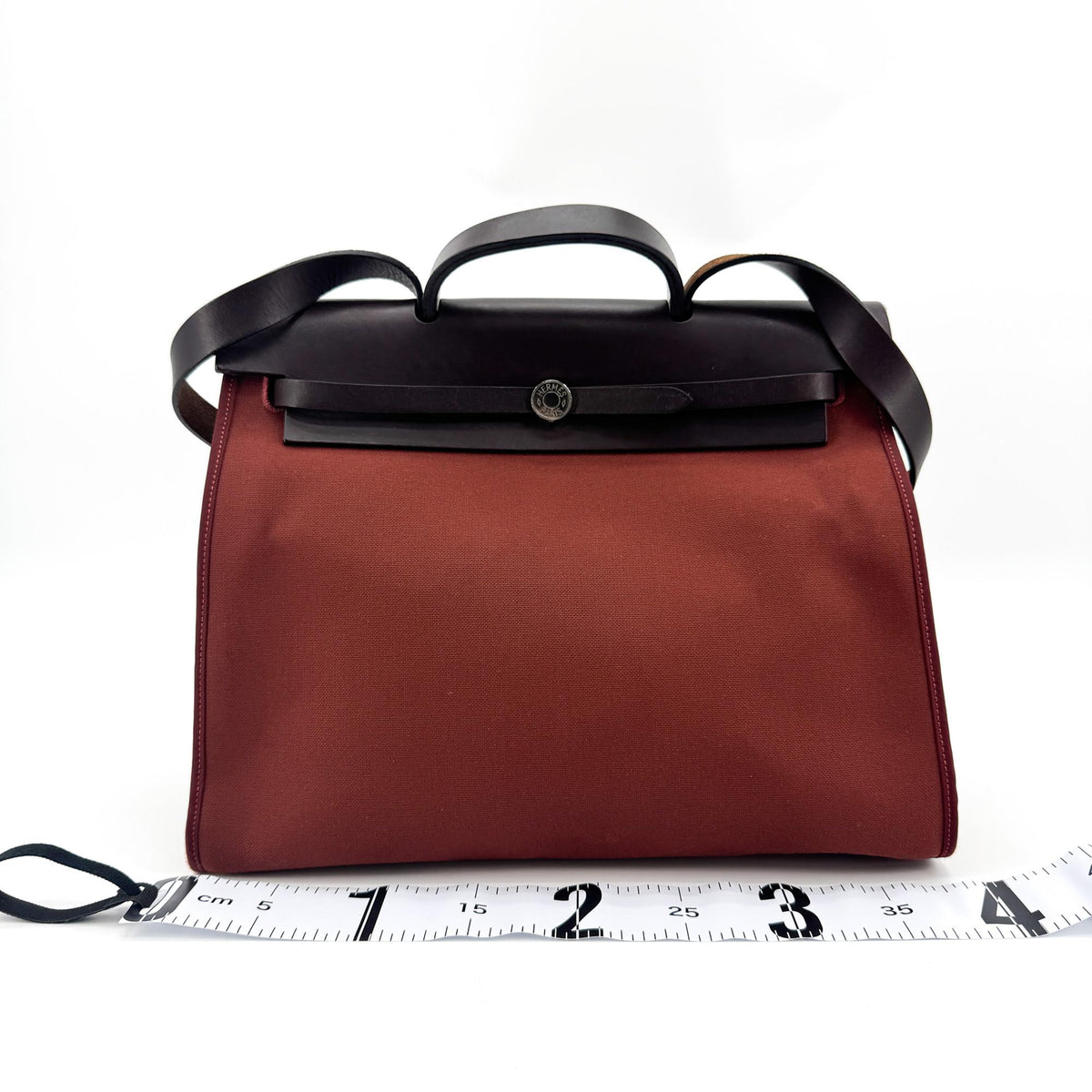 Hermes Herbag Zip Leather And Toile Brown Canvas Handbag (Pre-Owned)