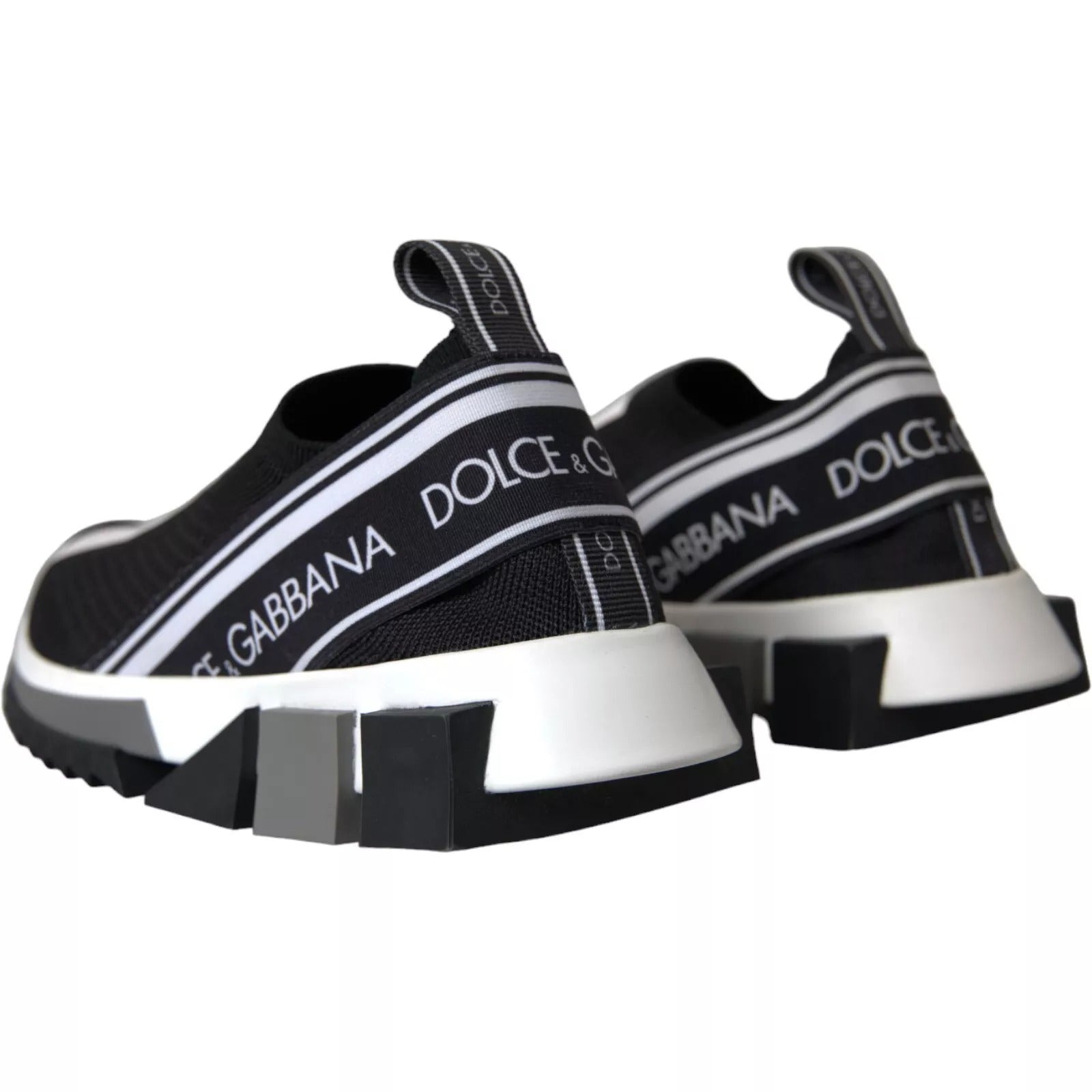 Dolce & Gabbana Black White Slip On Sorrento Sneakers Men's Shoes