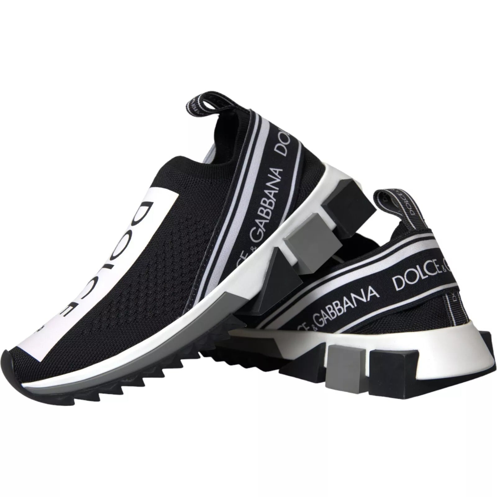 Dolce & Gabbana Black White Slip On Sorrento Sneakers Men's Shoes