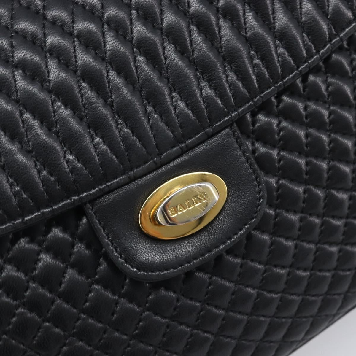 Bally Vintage Quilted Leather Black Leather Shoulder Bag Bag (Pre-Owned)