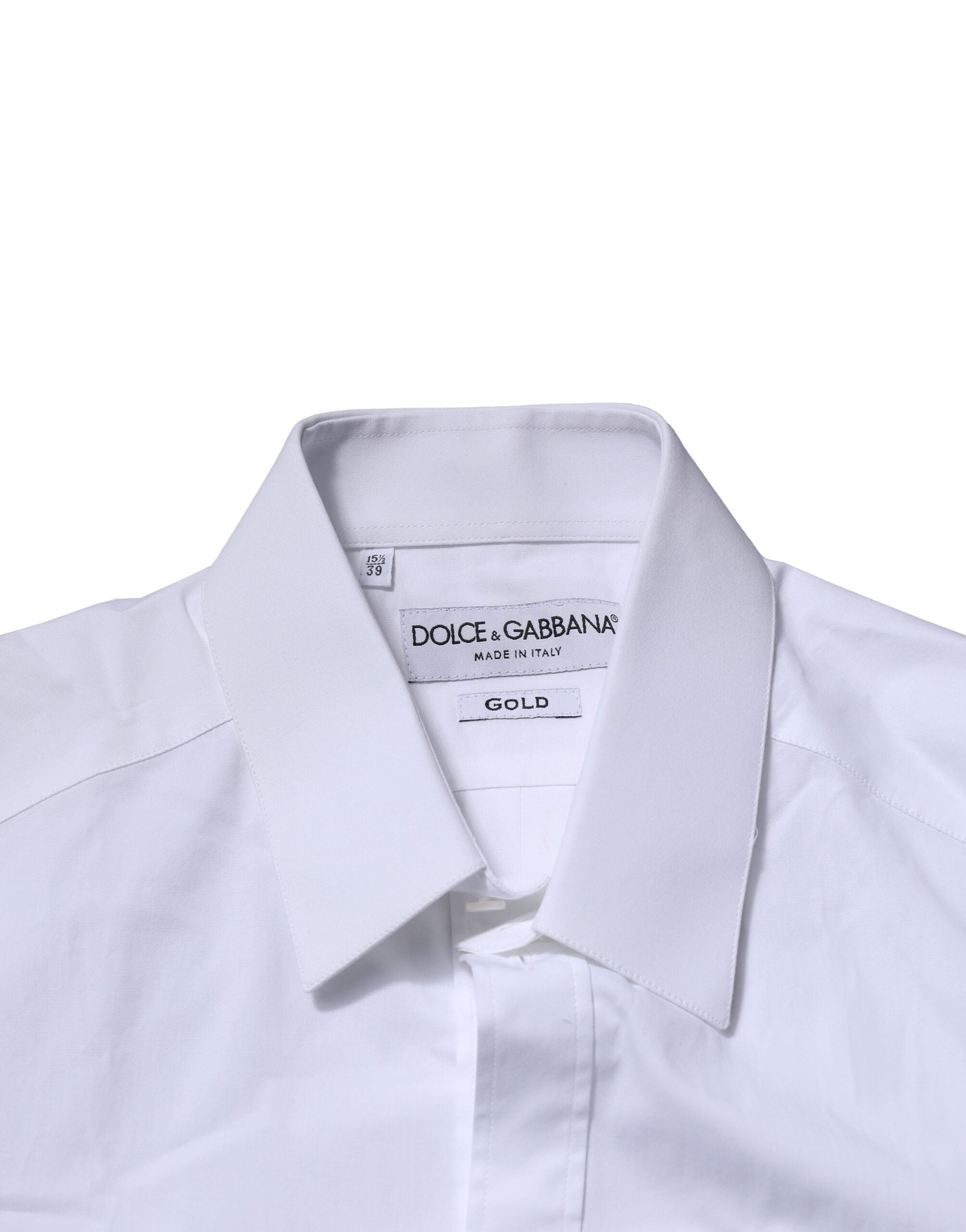 Dolce & Gabbana White Cotton GOLD Long Sleeves Formal Men's Shirt