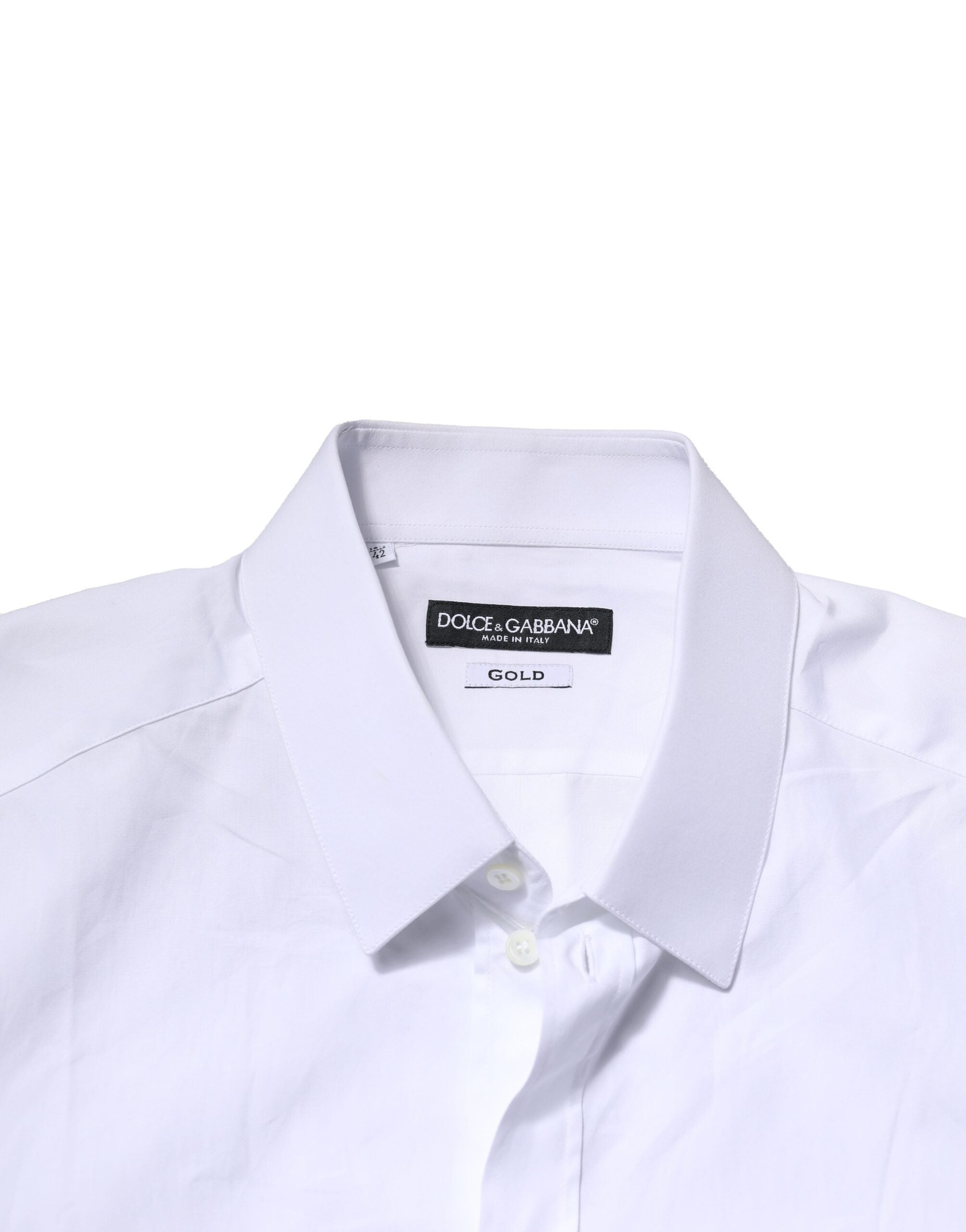 Dolce & Gabbana White Cotton GOLD Long Sleeves Formal Men's Shirt