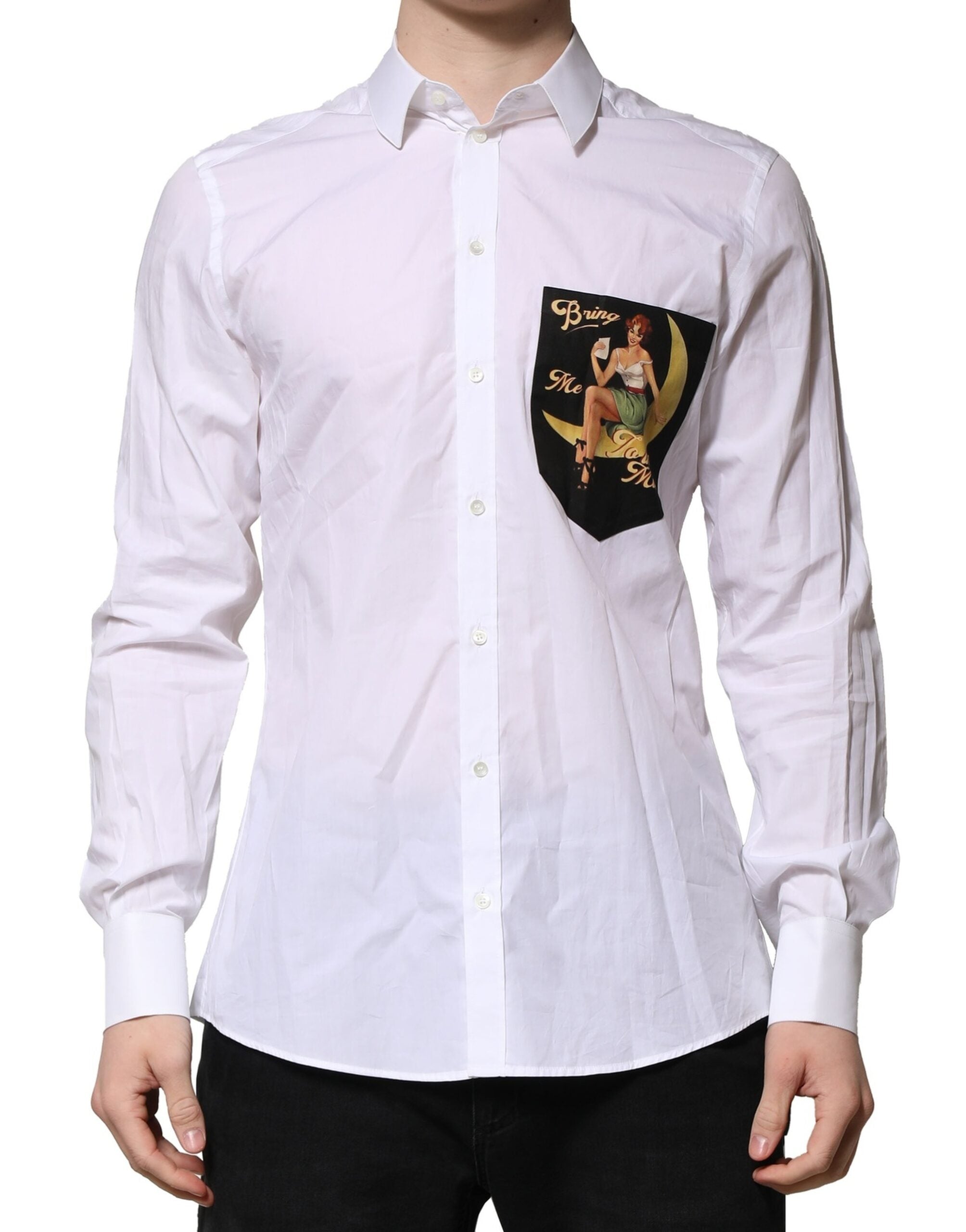 Dolce & Gabbana White Cotton MARTINI Long Sleeve Formal Men's Shirt (Pre-Owned)