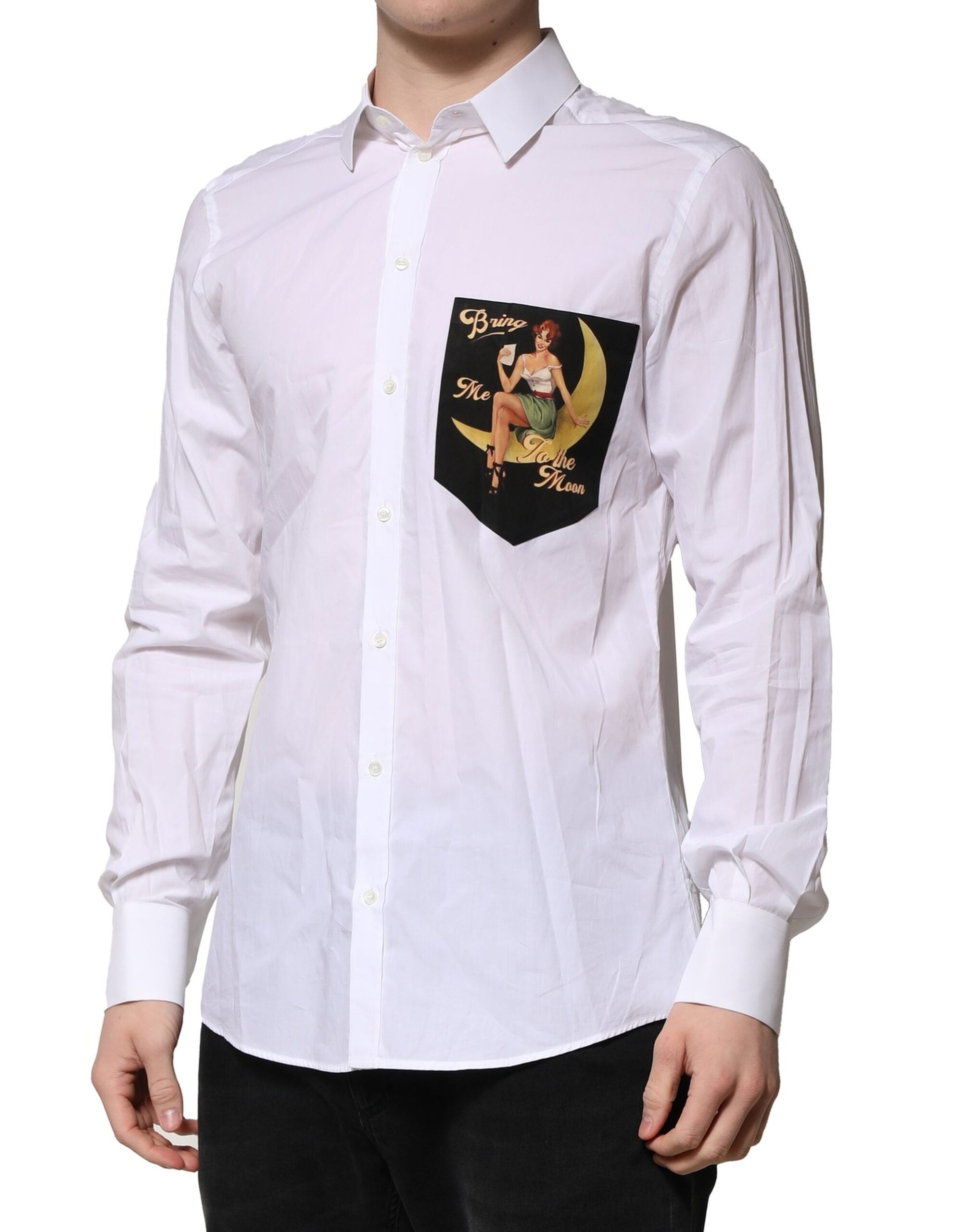Dolce & Gabbana White Cotton MARTINI Long Sleeve Formal Men's Shirt (Pre-Owned)
