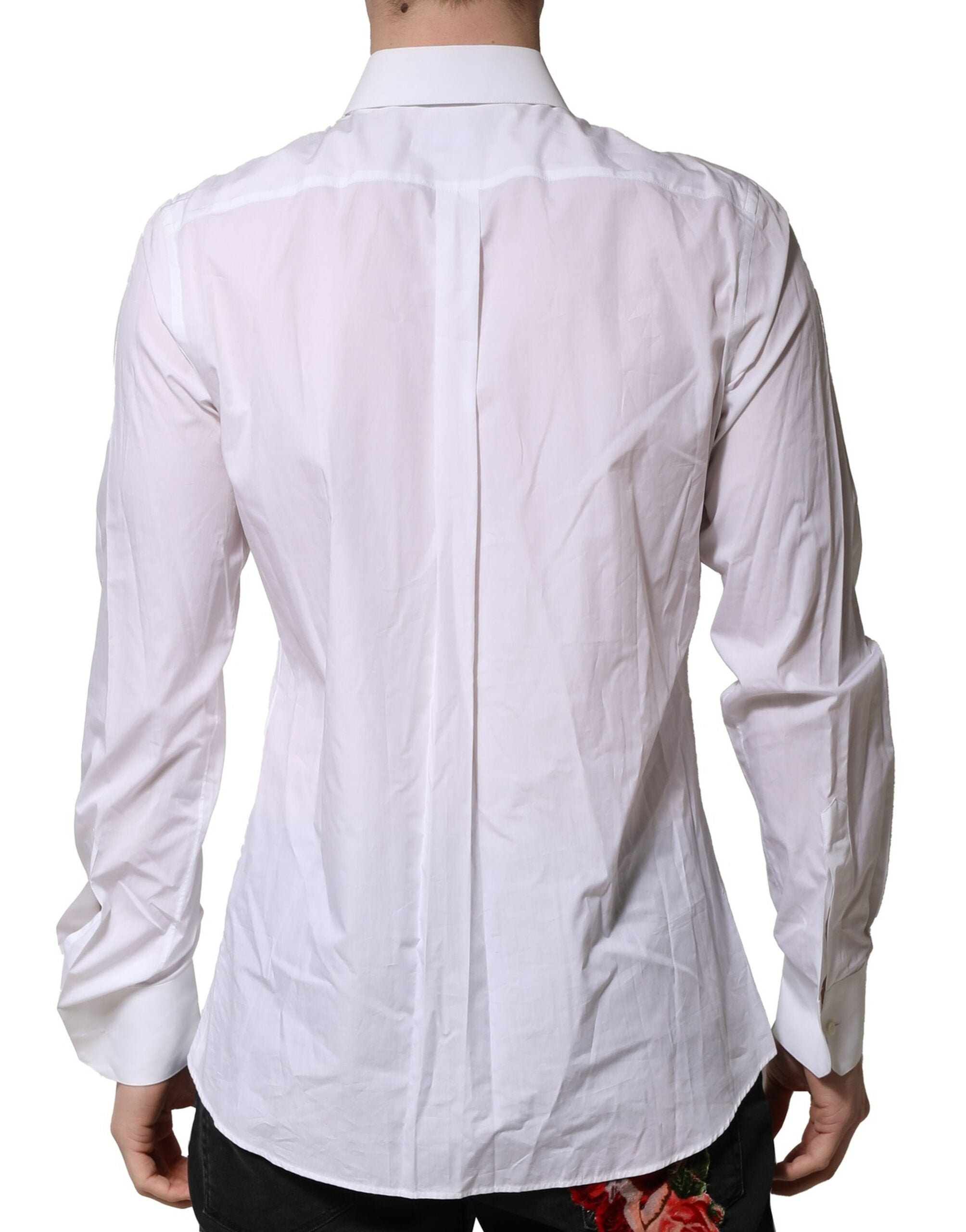 Dolce & Gabbana White Cotton MARTINI Long Sleeve Formal Men's Shirt (Pre-Owned)