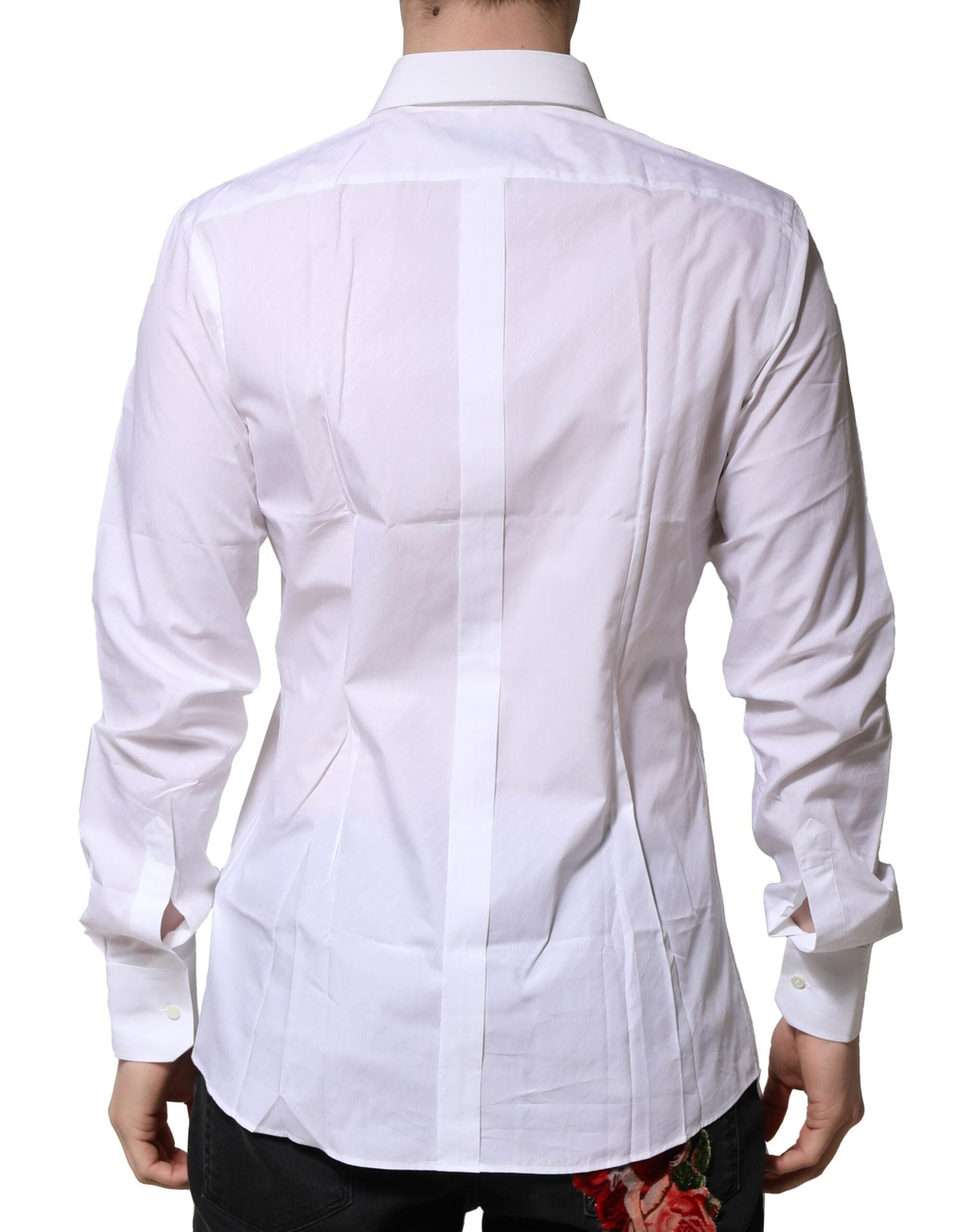 Dolce & Gabbana White Cotton Long Sleeves GOLD Formal Men's Shirt