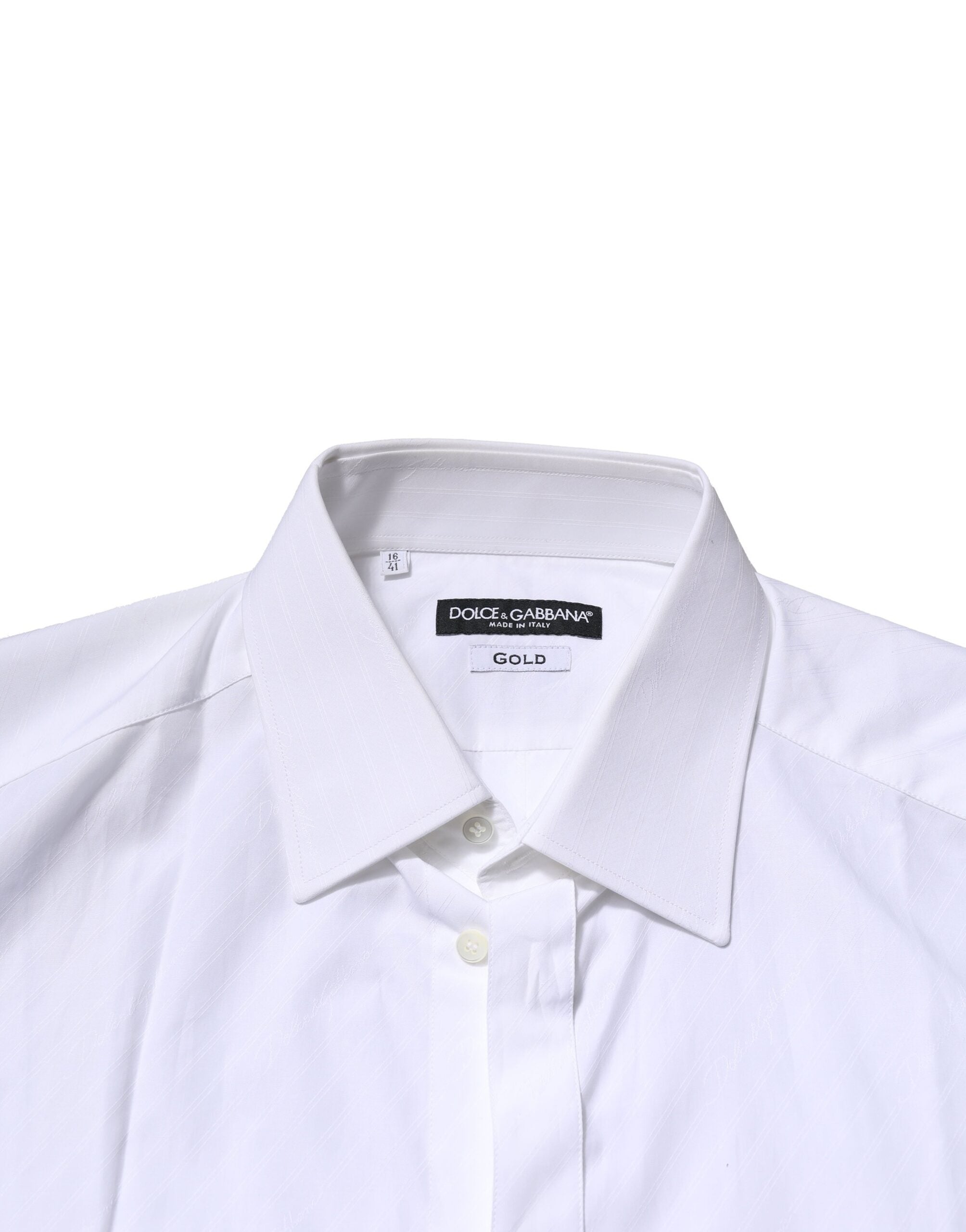 Dolce & Gabbana White Cotton Long Sleeves GOLD Formal Men's Shirt