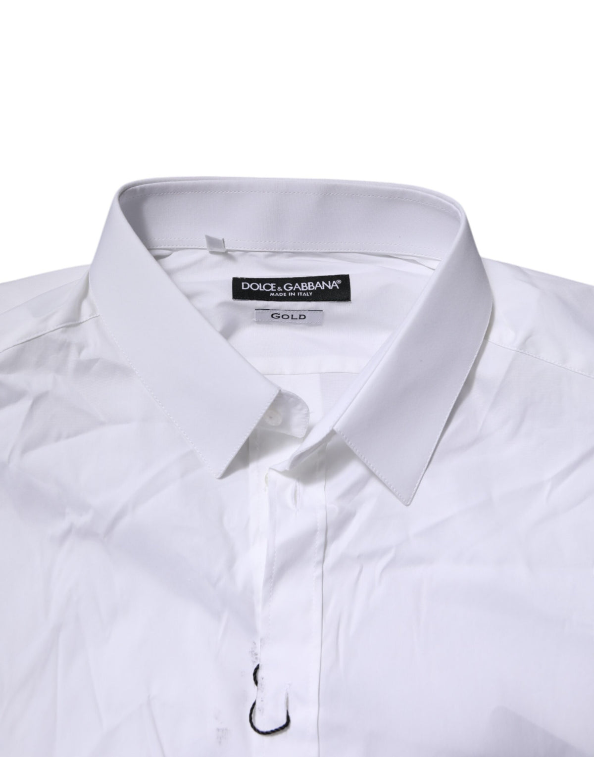 Dolce & Gabbana White Cotton GOLD Long Sleeves Formal Men's Shirt (Pre-Owned)