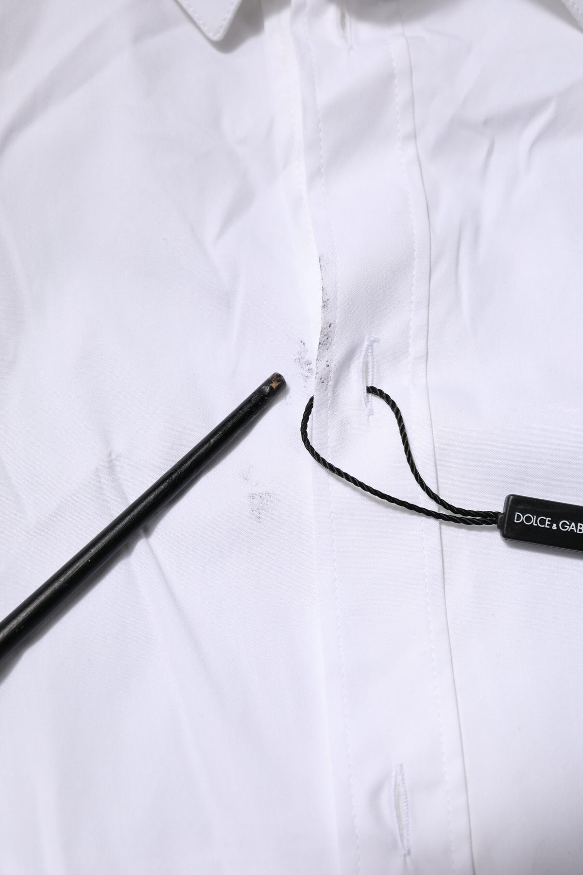 Dolce & Gabbana White Cotton GOLD Long Sleeves Formal Men's Shirt (Pre-Owned)