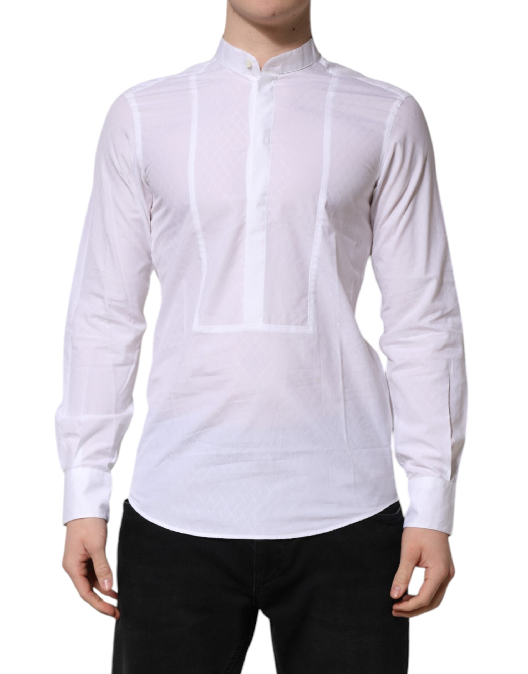 Dolce & Gabbana White Cotton Slim Long Sleeves Formal Men's Shirt