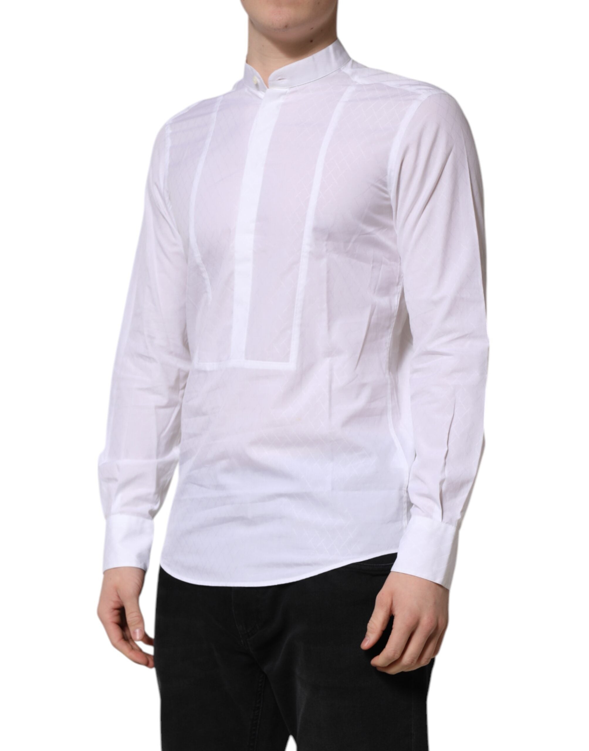 Dolce & Gabbana White Cotton Slim Long Sleeves Formal Men's Shirt