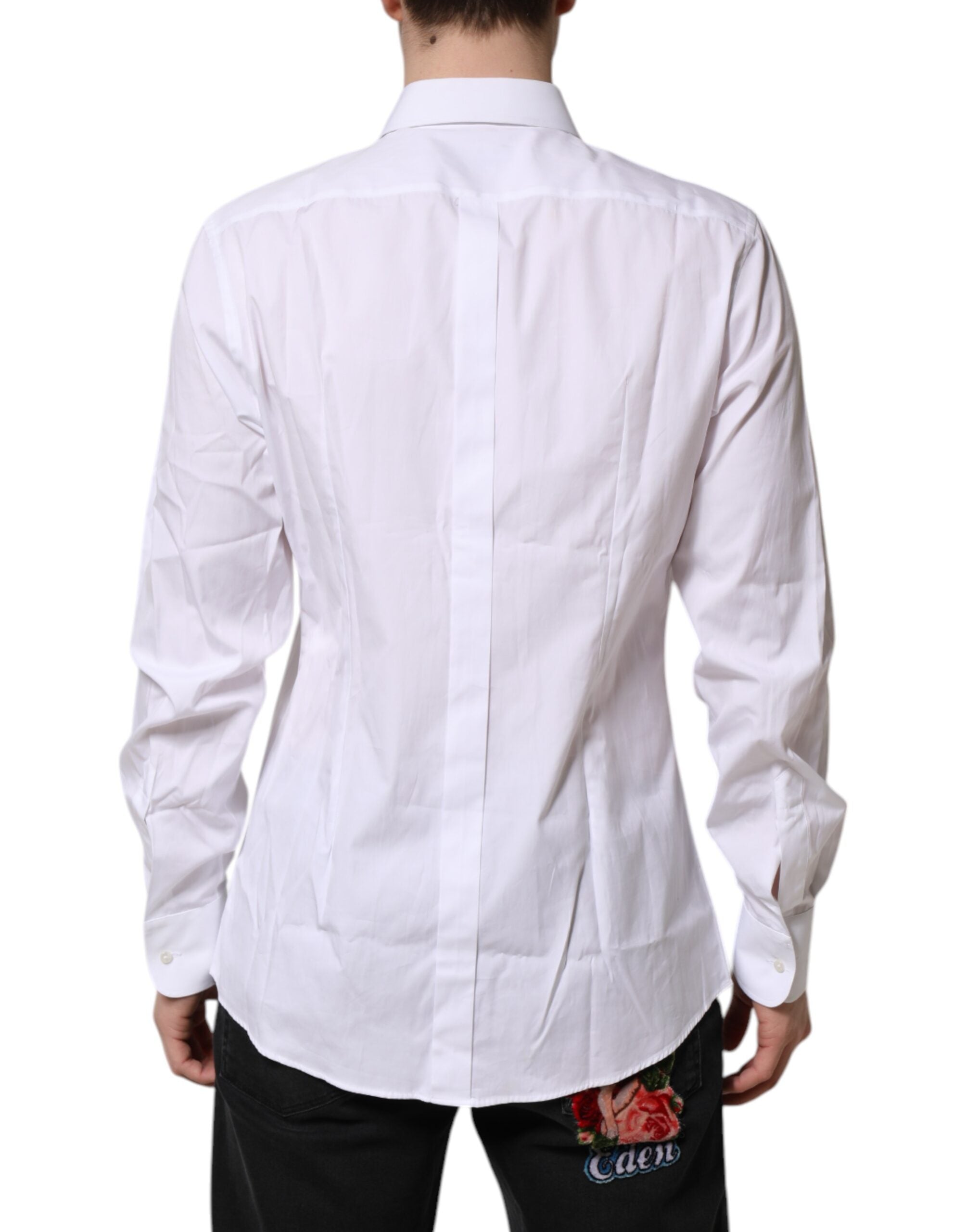 Dolce & Gabbana White Silk Bib Poplin GOLD Men Formal Men's Shirt