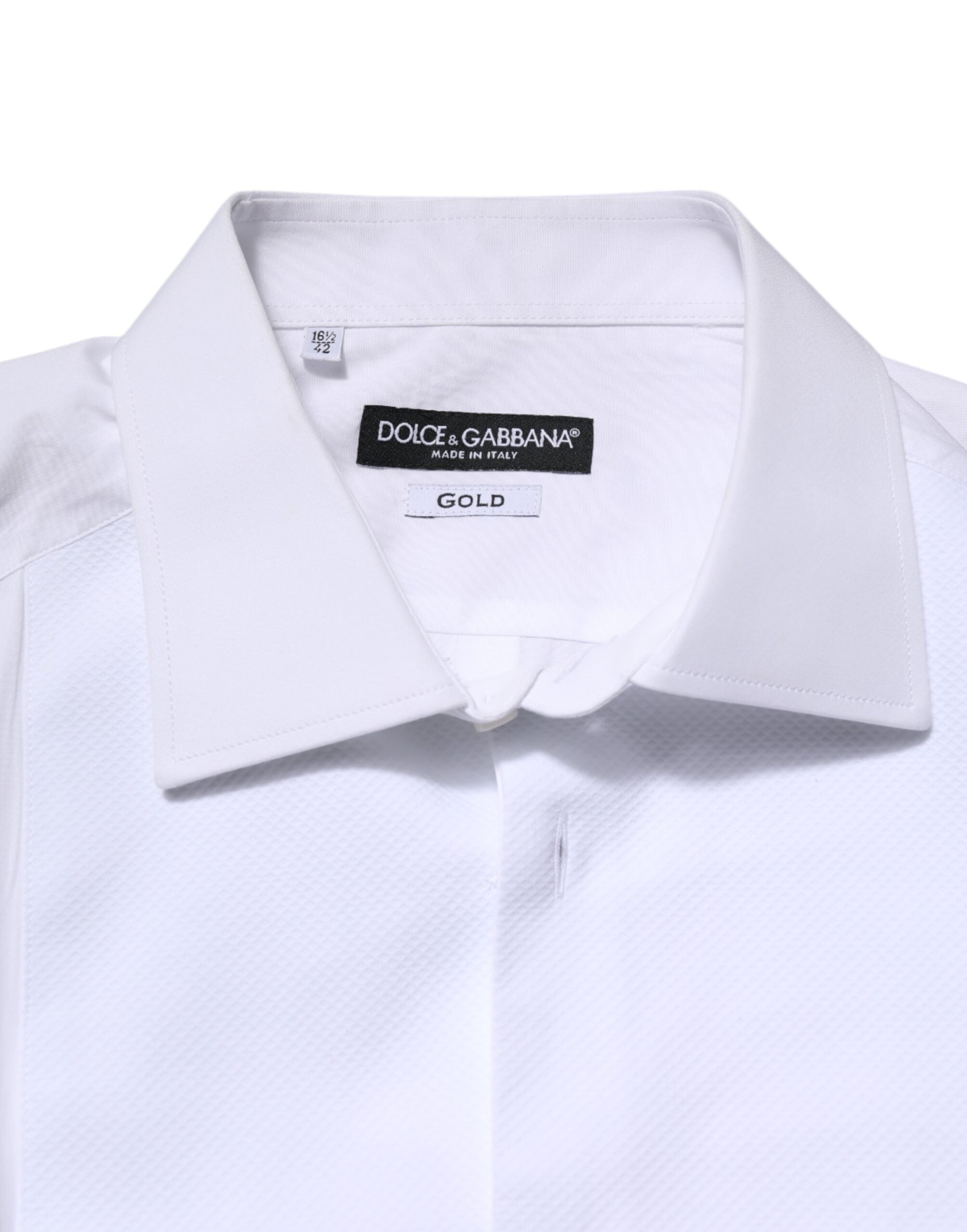 Dolce & Gabbana White Silk Bib Poplin GOLD Men Formal Men's Shirt