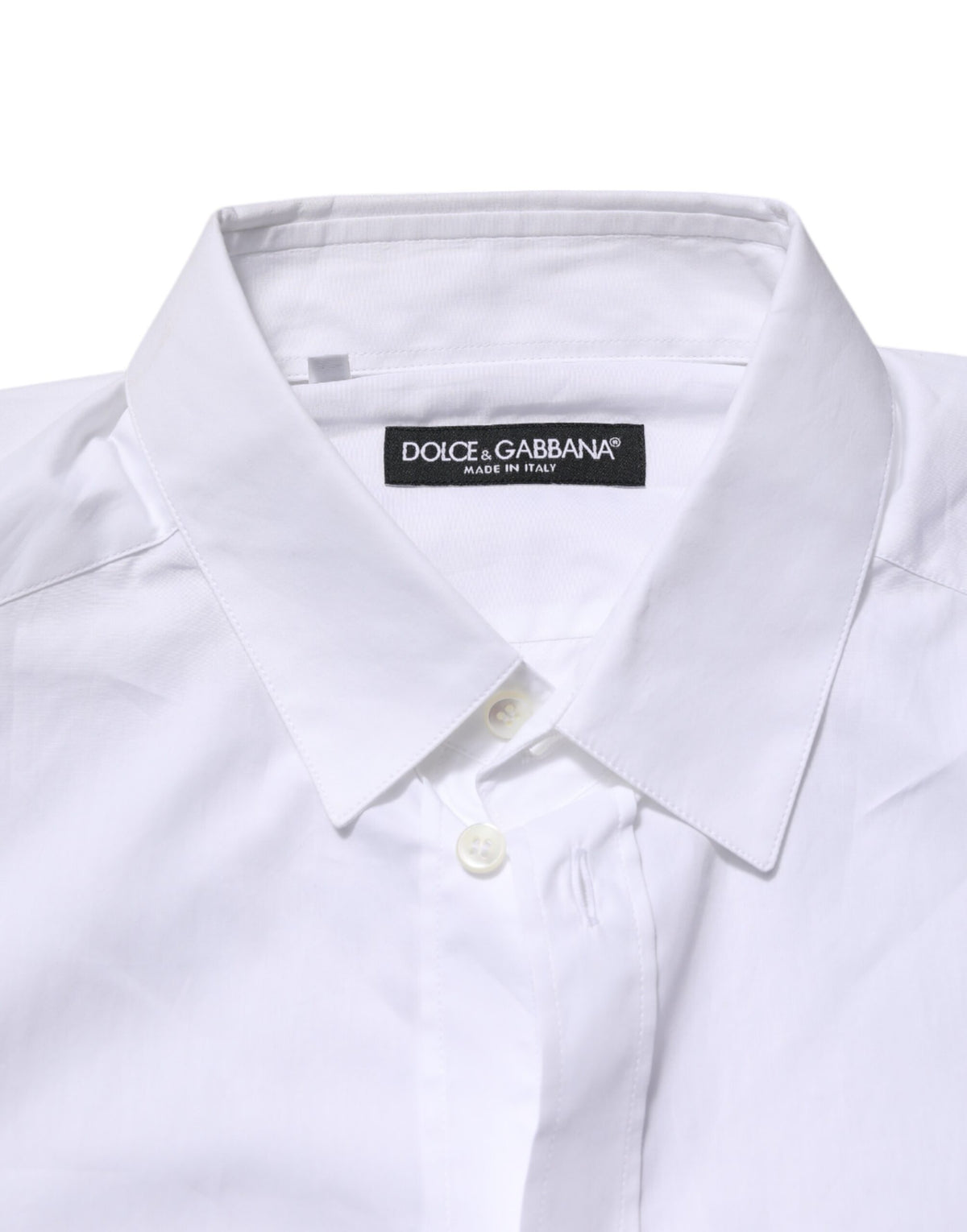 Dolce & Gabbana White Collared Long Sleeves Dress Formal Men's Shirt (Pre-Owned)
