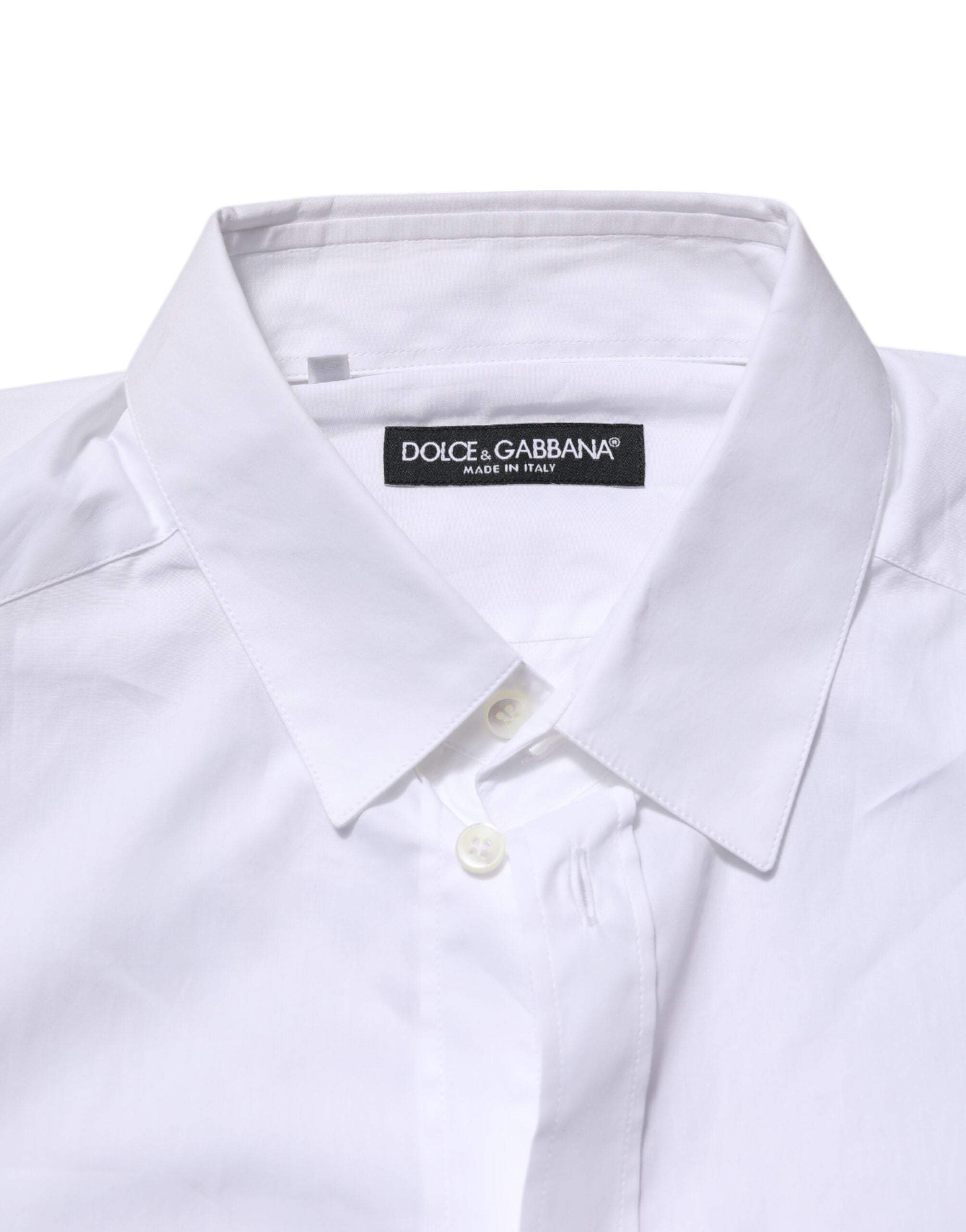 Dolce & Gabbana White Collared Long Sleeves Dress Formal Men's Shirt (Pre-Owned)
