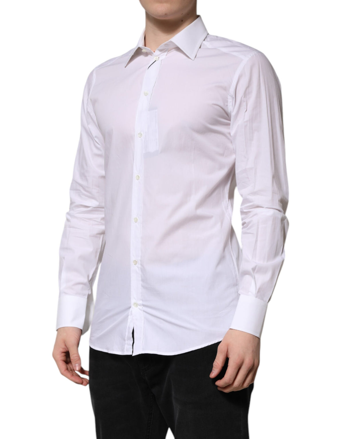 Dolce & Gabbana White GOLD Long Sleeves Dress Men Formal Men's Shirt