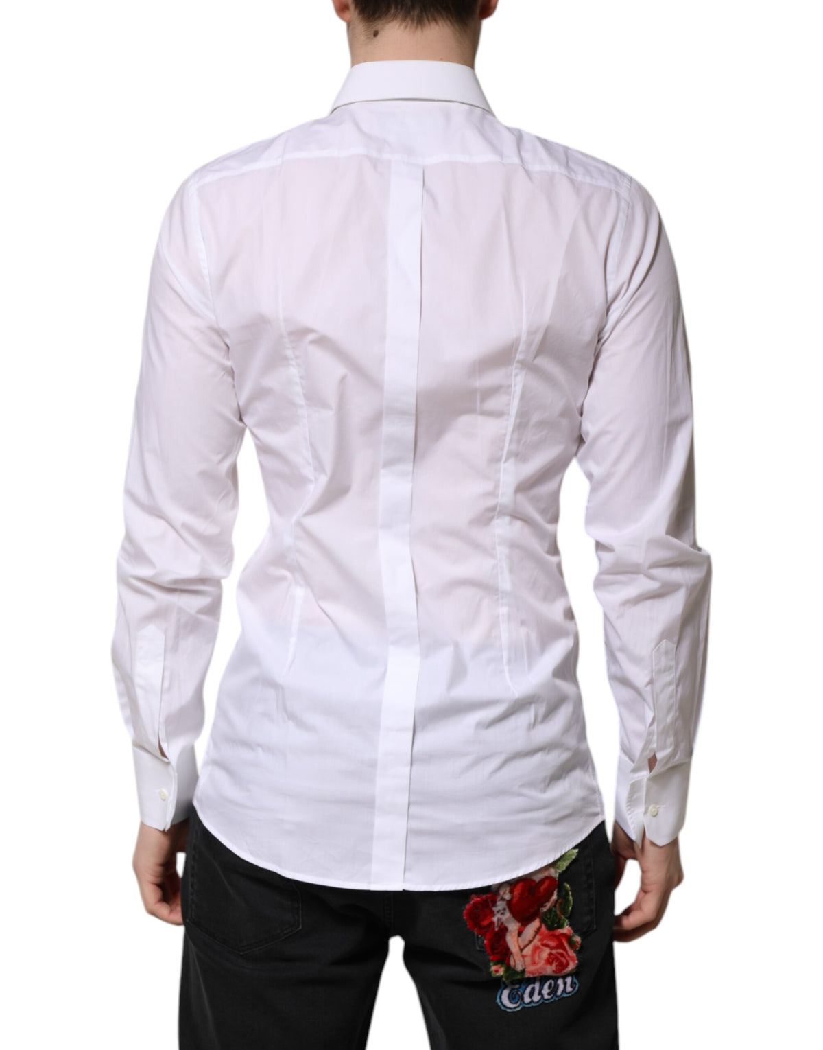 Dolce & Gabbana White GOLD Long Sleeves Dress Men Formal Men's Shirt