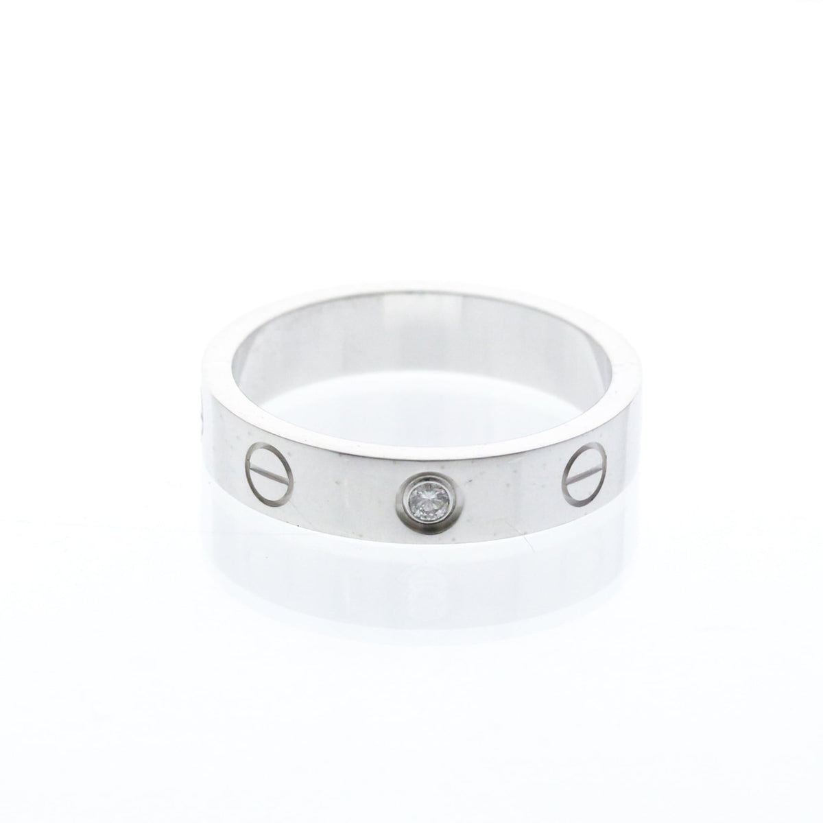 Cartier Love 1 Diamond Band White Gold And Diamond Silver White_Gold Ring Jewelry (Pre-Owned)
