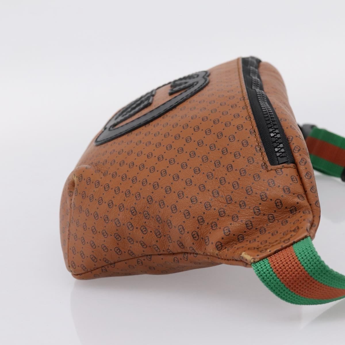 Gucci Dapper Dan Belt Gg Print Leather Brown Leather Clutche & Pouche Bag (Pre-Owned)