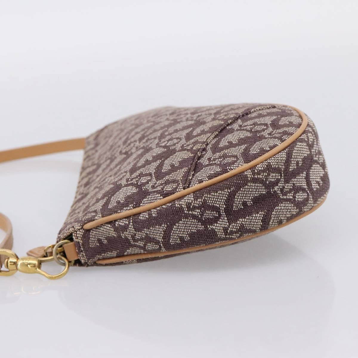 Christian Dior Vintage Saddle Bag Canvas Brown Canvas Clutche & Pouche Bag (Pre-Owned)
