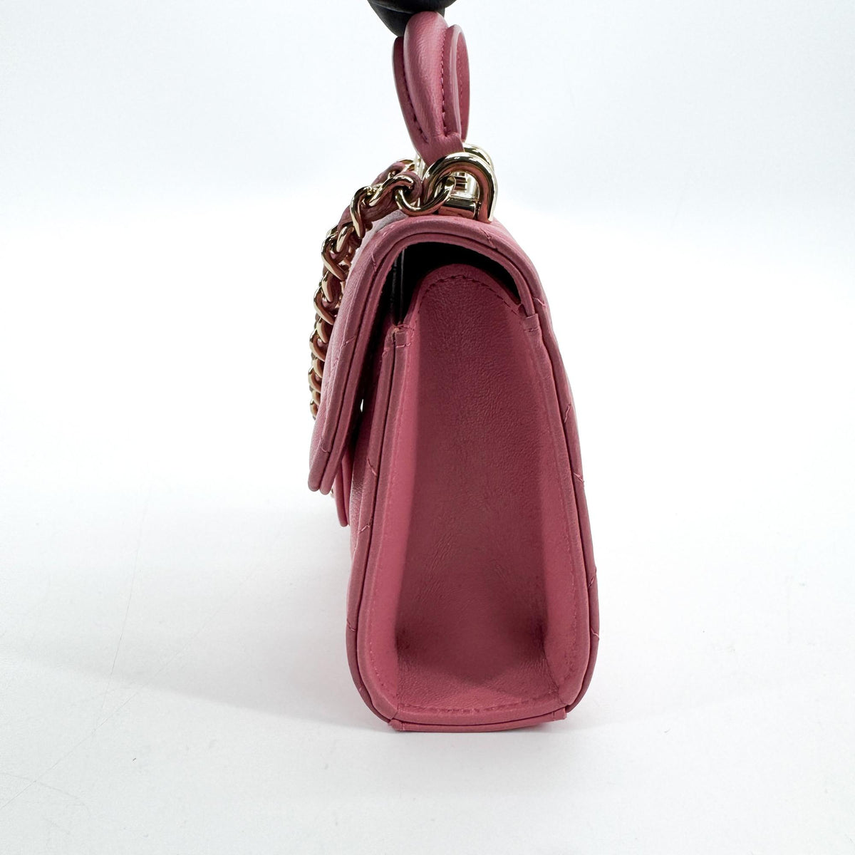 Chanel Square Classic Flap Top Handle Clutch With Chain Quilted Lambskin Pink Leather Clutche & Pouche Bag (Pre-Owned)
